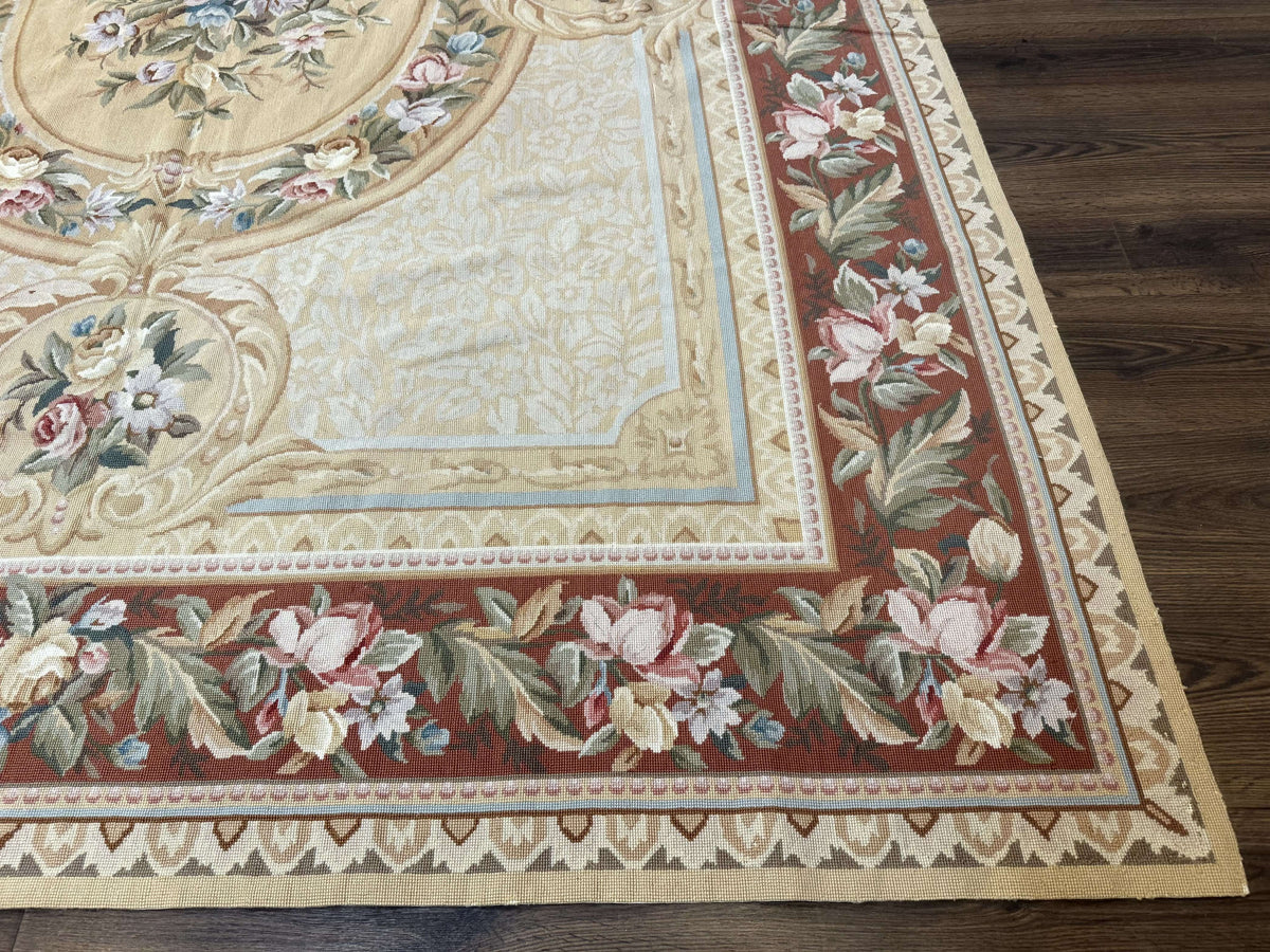 Needlepoint Rug 8x10, Aubusson Savonnerie European Carpet, Floral, Elegant - Jewel Rugs, view 10