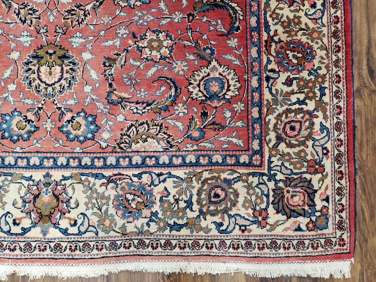 Semi Antique Persian Kashan, Red & Cream, Hand-Knotted, Wool, 4' 8" x 6' 6", Pair A - Jewel Rugs, view 10