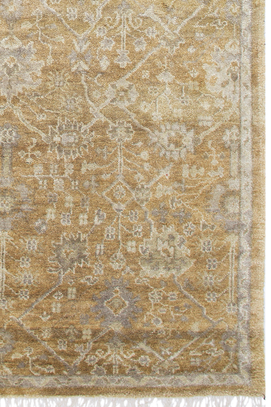 Vintage Oushak Hand Knotted New Zealand Wool Rug | Beige & Ivory Floral Area Rug — 2x3 ft'