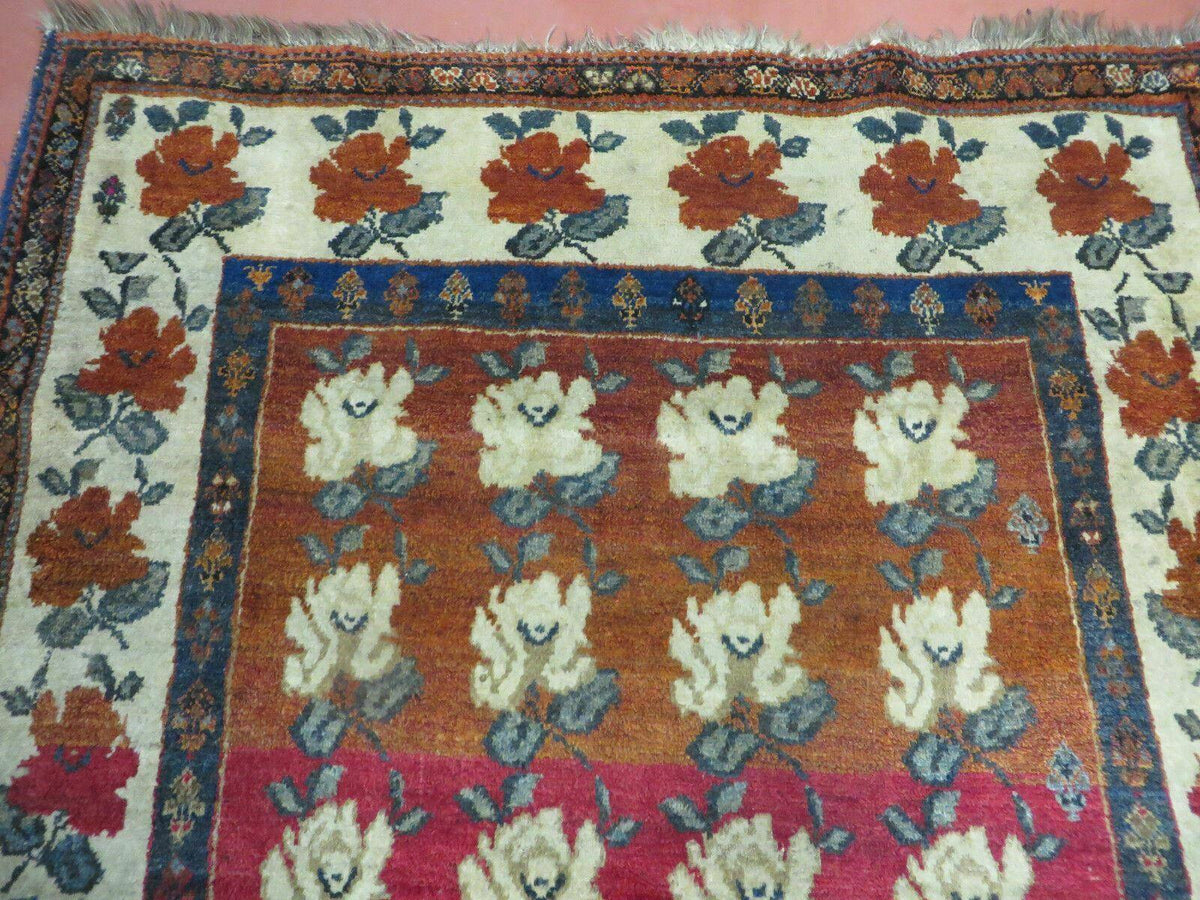 4' X 5' Semi Antique Handmade Fine Turkish Flowers Bouquet Wool Rug Nice - Jewel Rugs, view 4