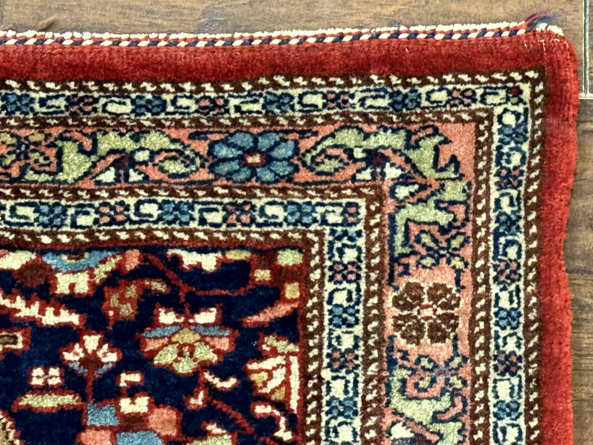 Persian Bidjar Rug 2.7 x 4, Red and Navy Blue, Small Persian Area Rug, Semi Antique - Jewel Rugs, view 8