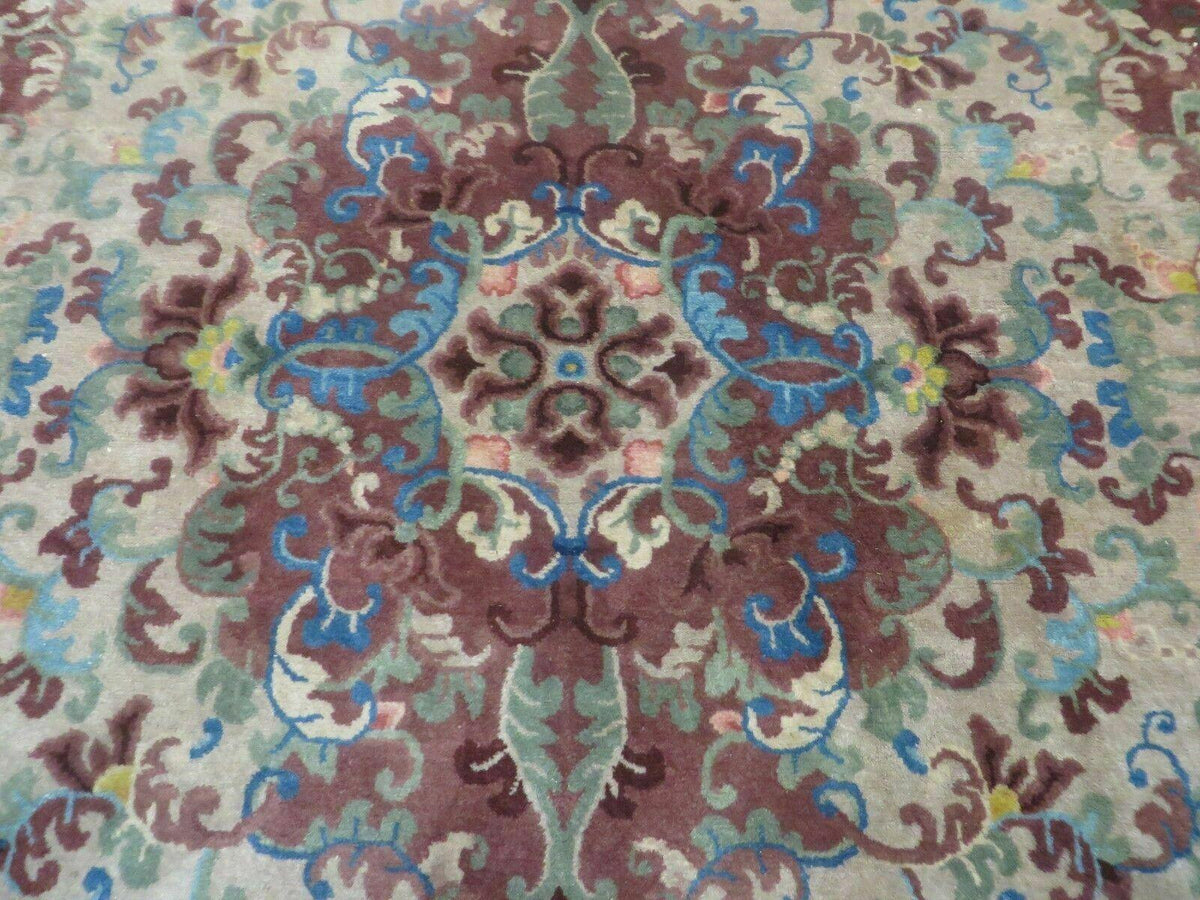 8' X 10' Vintage Handmade Chinese Art Deco Peking Nichols Wool Rug Flowers Nice - Jewel Rugs, view 5