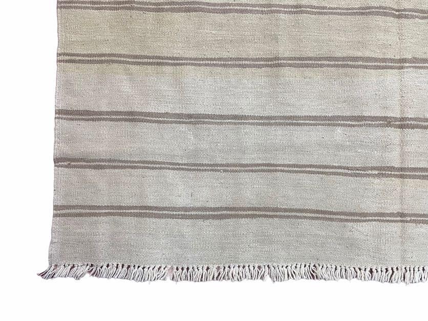 5x8 Turkish Kilim Rug, Flatweave Carpet, Striped Blanket, Southwestern Design, New, Gray, Wool, High Quality, Hand-Knotted - Jewel Rugs, view 9