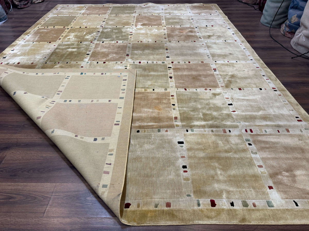 Large Wool Rug 10x13, Panel Design, Modern Contemporary Carpet - Jewel Rugs, view 12