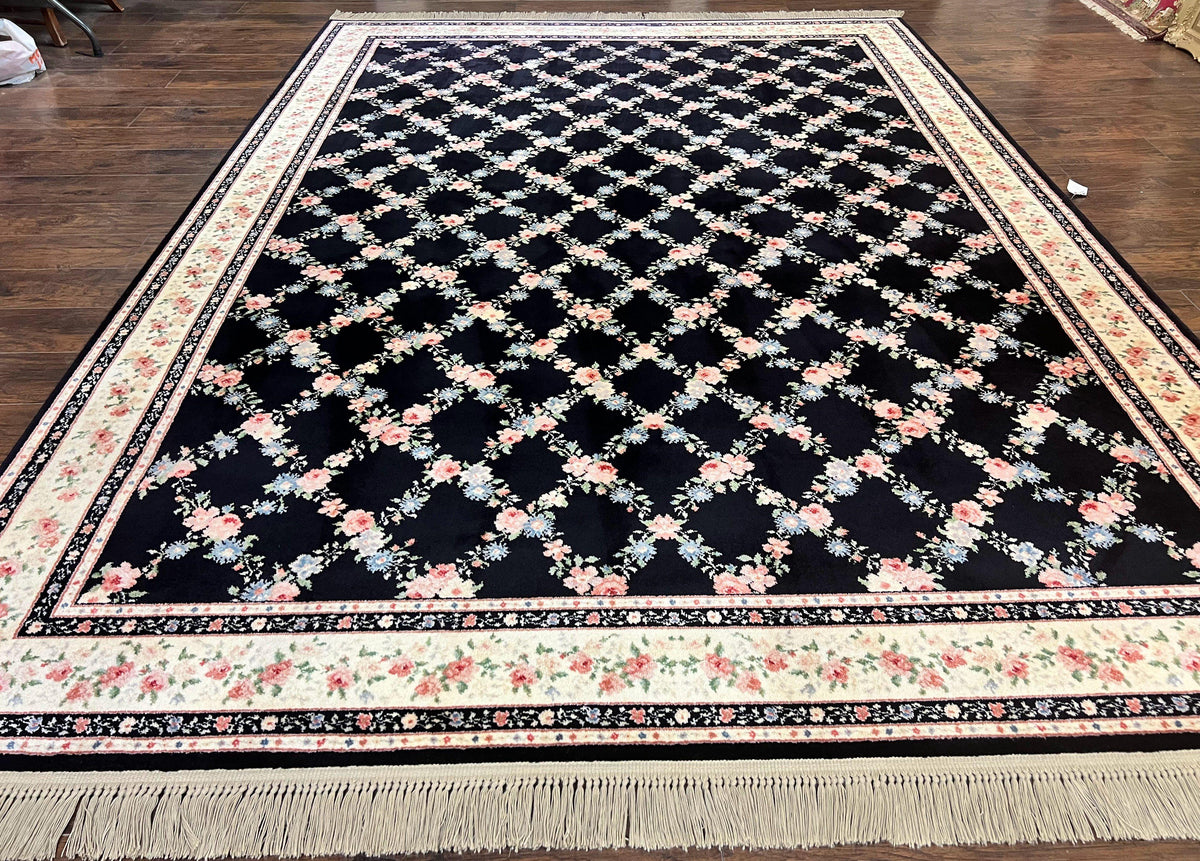 Karastan Rug 8.8 x 12, Garden of Eden #509/1270, Ebony Trellis, Vintage Discontinued Wool Pile Karastan Carpet - Jewel Rugs, view 2