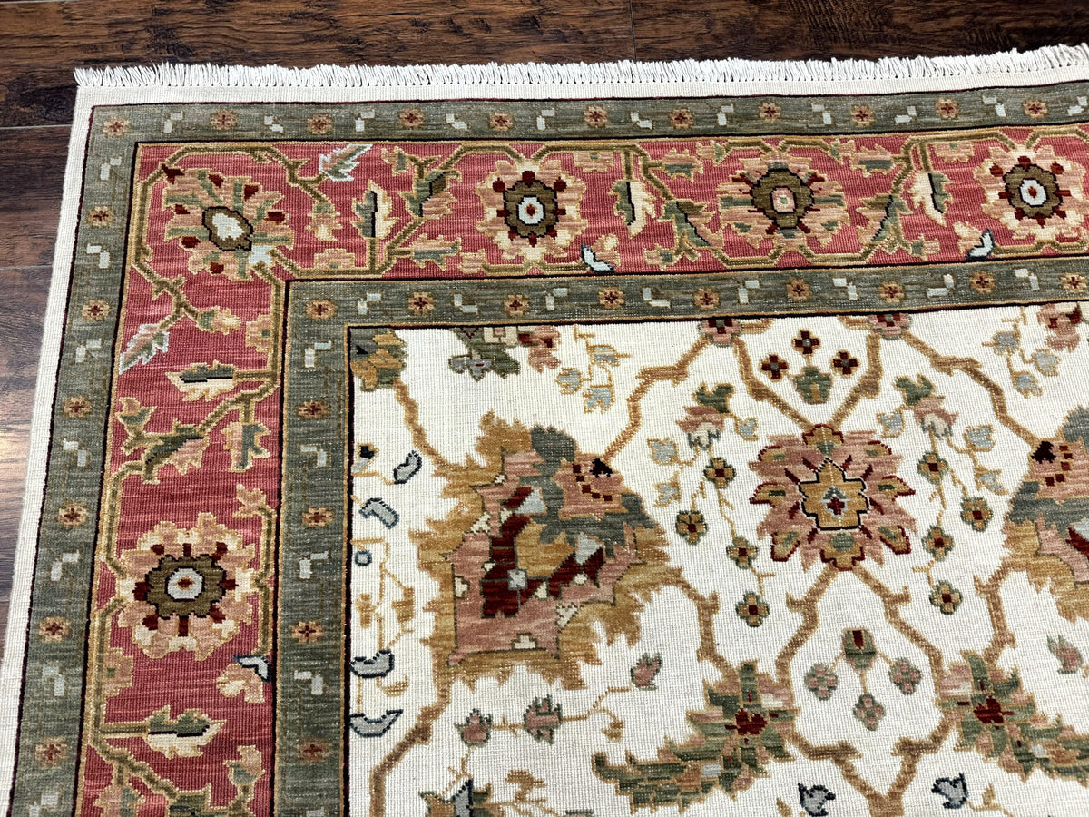 Flatweave Soumak Rug 6x9, Nourison Rug, Wool Handmade, Floral, Ivory - Jewel Rugs, view 7
