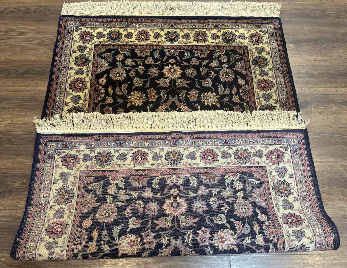 Sino Persian Rug 4x6, Navy Blue and Cream, Floral Allover Oriental Carpet - Jewel Rugs, view 12
