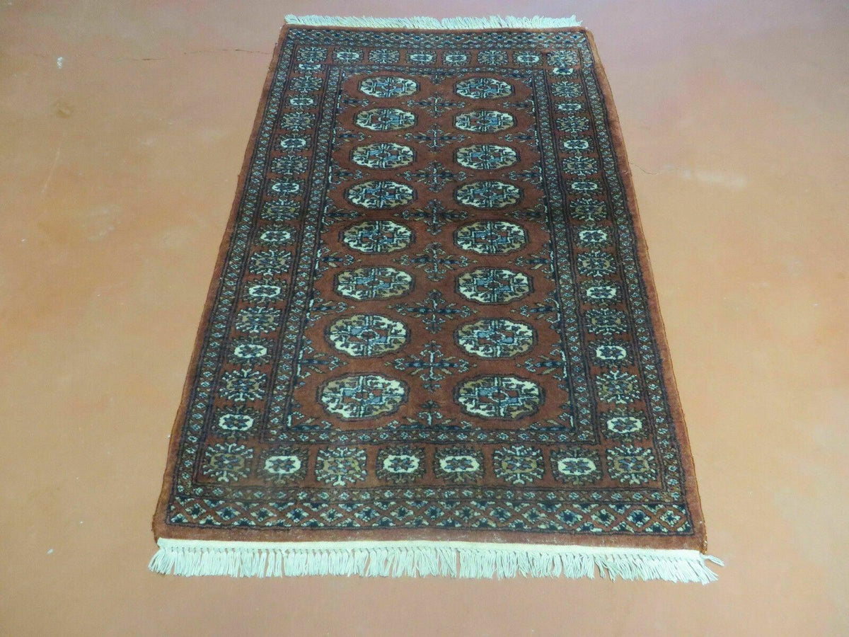 3' X 4' Vintage Handmade Pakistan Turkoman Bokhara Fine Woven Wool Rug - Jewel Rugs, view 2