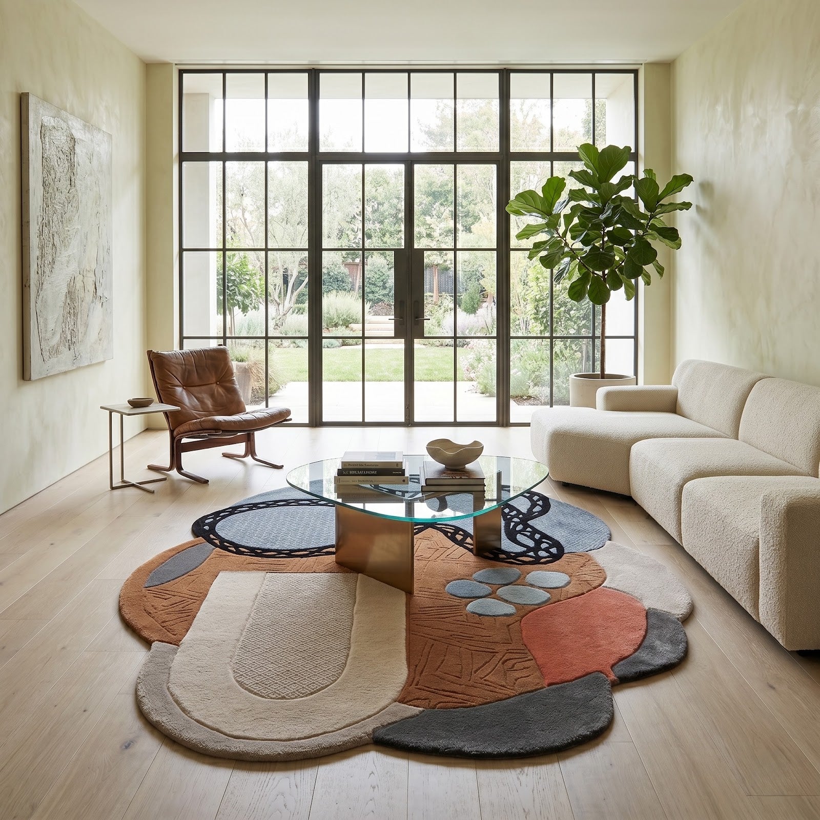 Abstract Organic Hand Tufted Wool Rug | Irregular Shape Modern Area Rug — 2x3 ft'