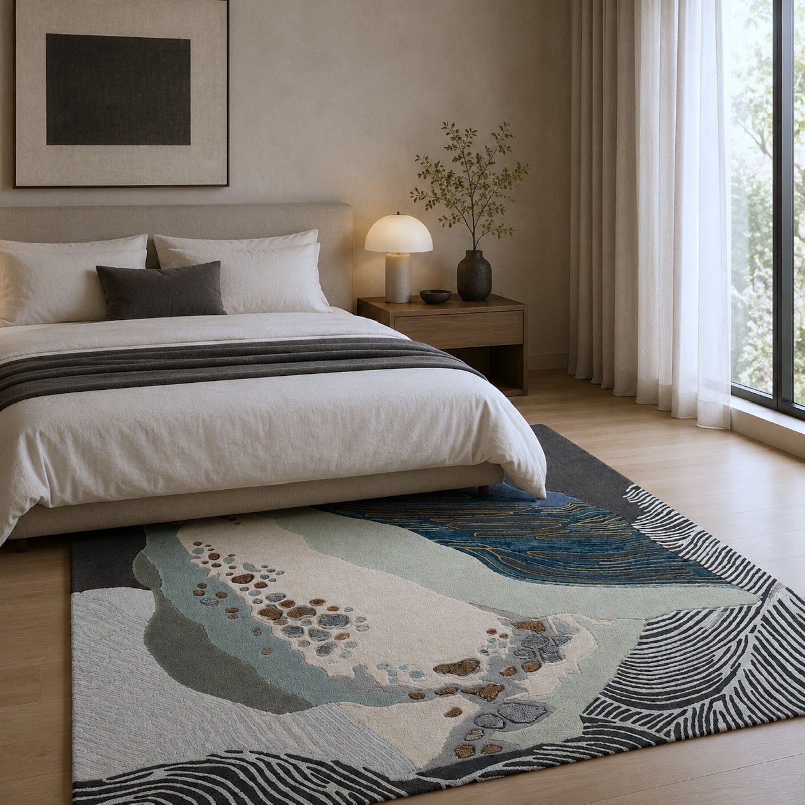 Abstract Geode Hand Tufted Wool Rug | Organic Stone Formation Area Rug — 2x3 ft'