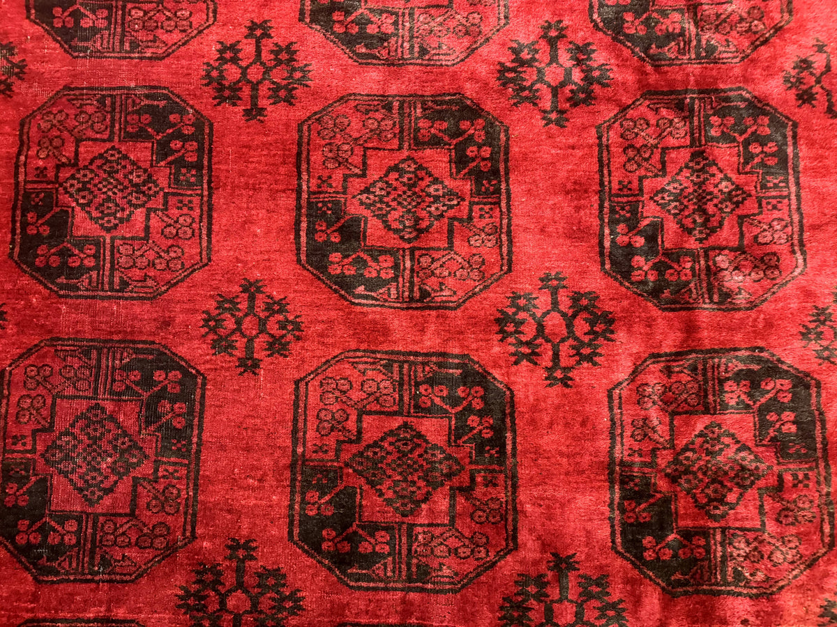 Afghan Turkoman Rug 9x10, Red Beshir Carpet, Tribal, Wool, Antique - Jewel Rugs, view 4