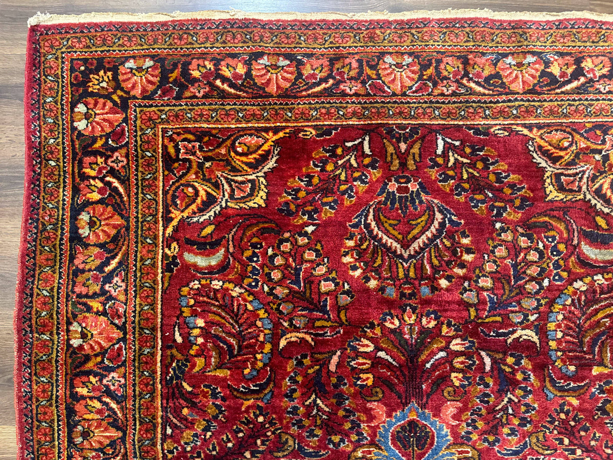 Persian Lilihan Rug 5x6, Red, Floral, Antique Persian Carpet - Jewel Rugs, view 7