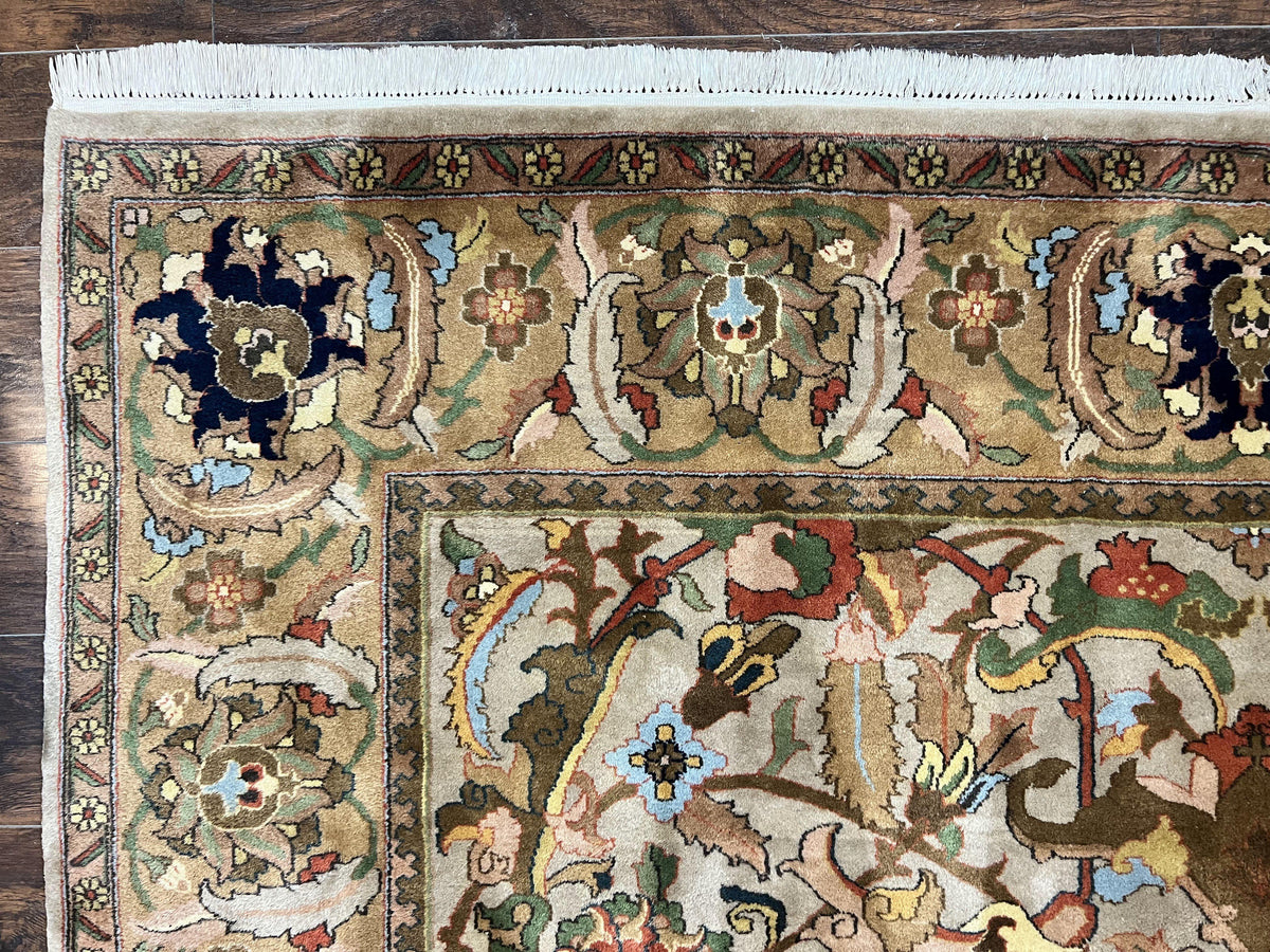Indian Agra Rug 8x10, Wool Vintage Handmade Carpet, Gray Brown - Jewel Rugs, view 7