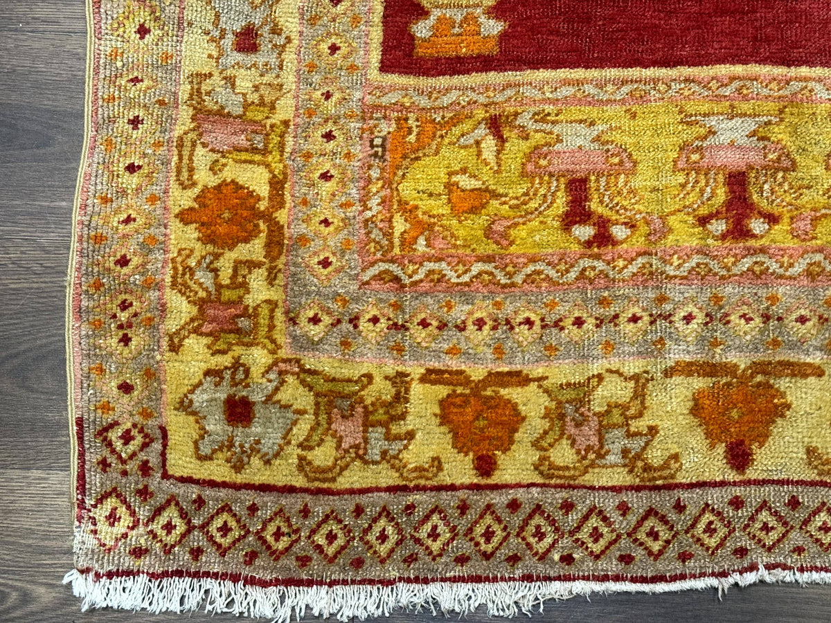 Antique Turkish Prayer Rug 4x6, Red and Golden Mustard, Mihrab Design, Anatolian Carpet - Jewel Rugs, view 9