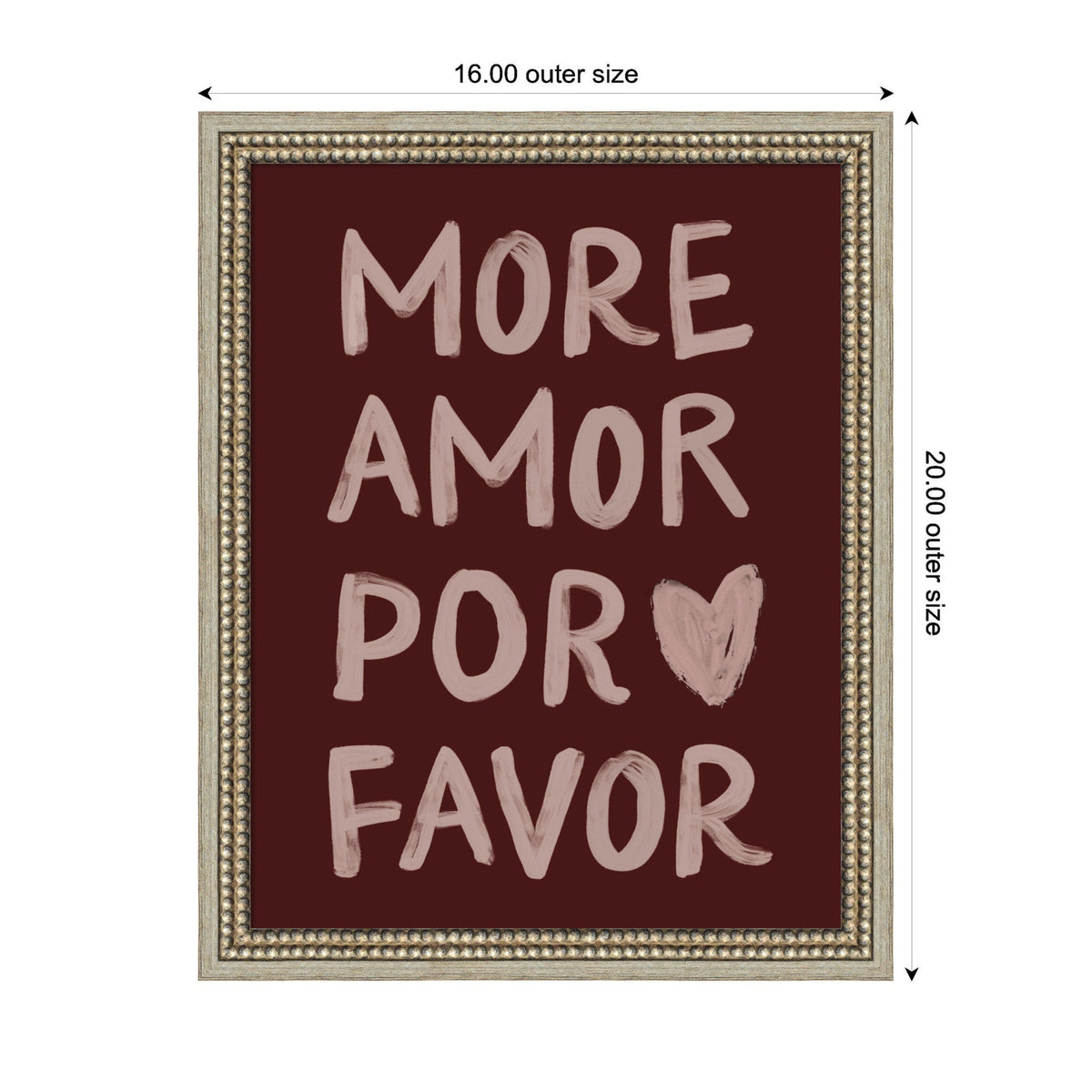 More Amor Por Favor Hand Painted Typography Maroon by Lucky Guava Framed Wall Art Print