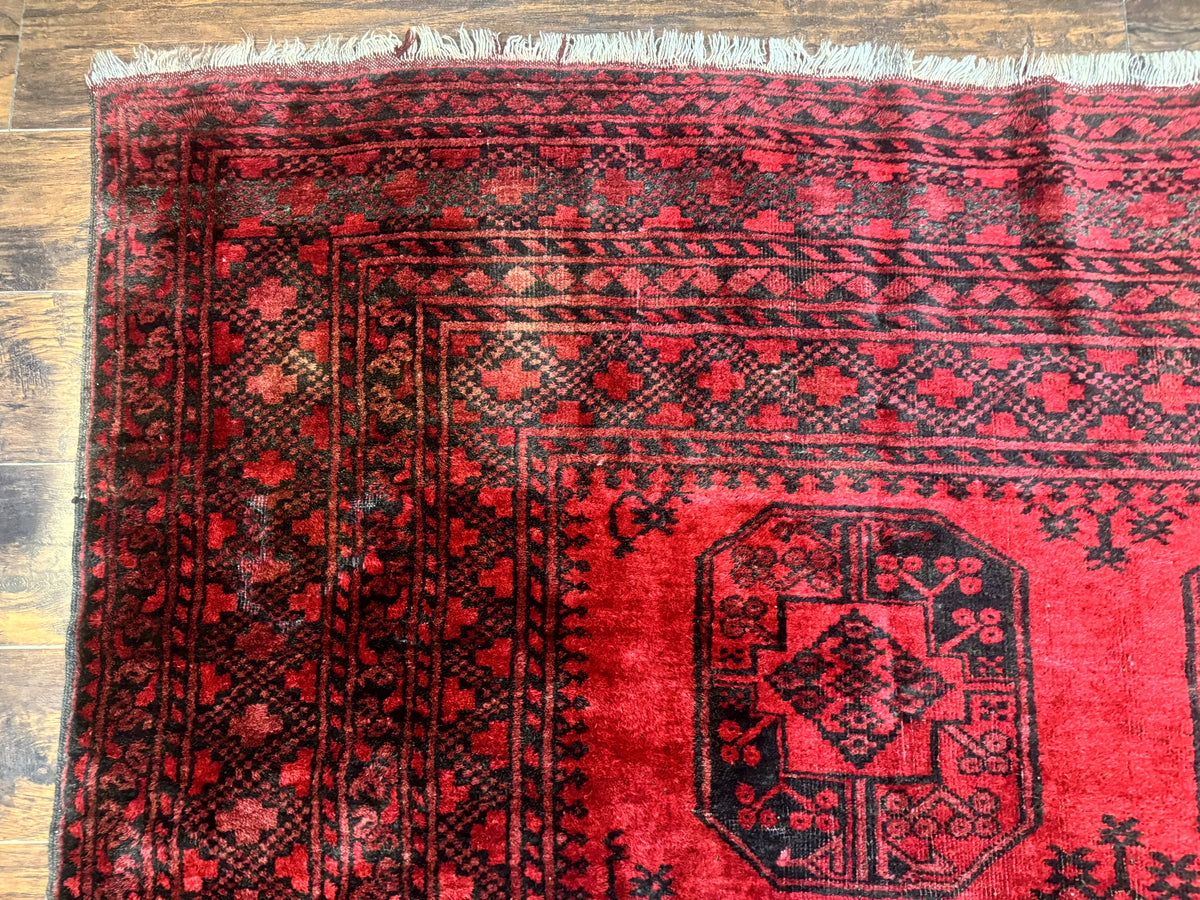Afghan Turkoman Rug 9x10, Red Beshir Carpet, Tribal, Wool, Antique - Jewel Rugs, view 6