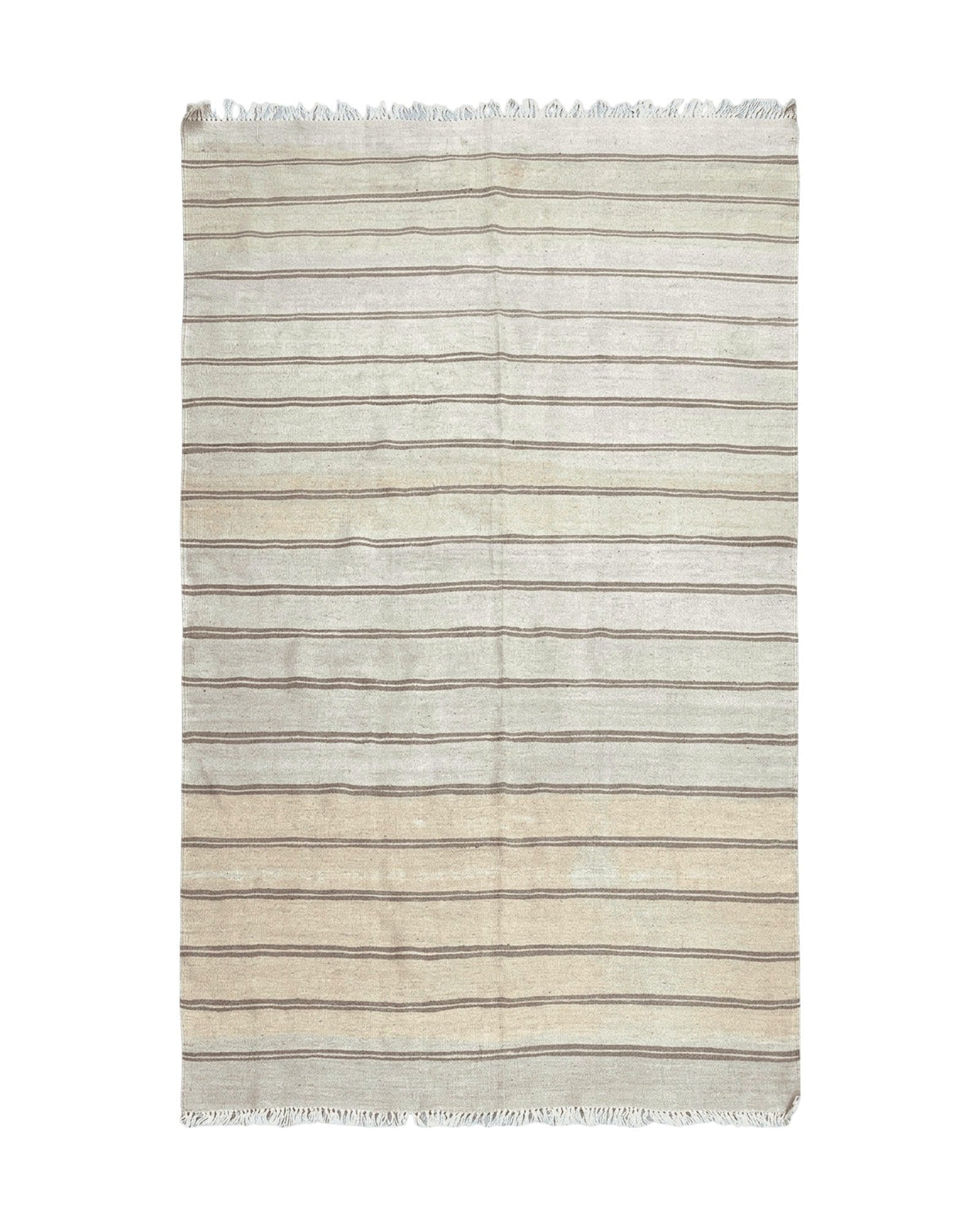 New Turkish Kilim Rug 5x8 Flatweave Carpet, Bohemian Rug, Contemporary Rug, Hand Woven, Wool Area Rug, Gray and Taupe, Striped Pattern - Jewel Rugs