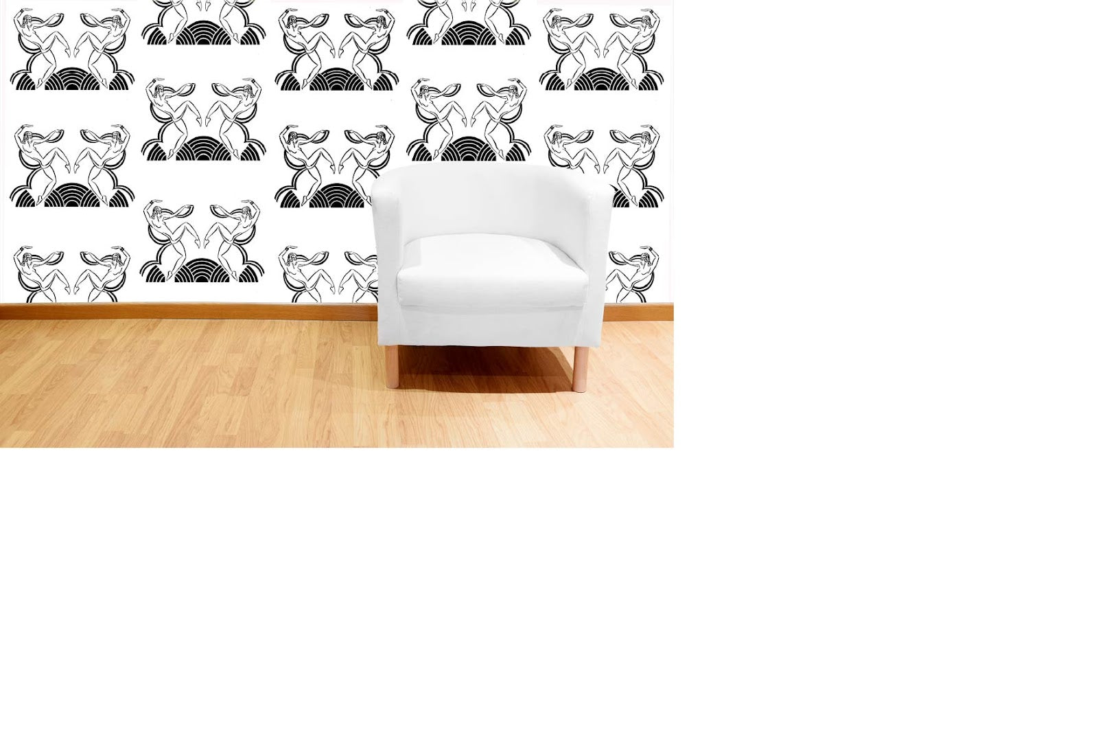 CUSTOM ART DECO DANCING GIRLS WALLPAPER Black/White by Art Decor Designs image 1