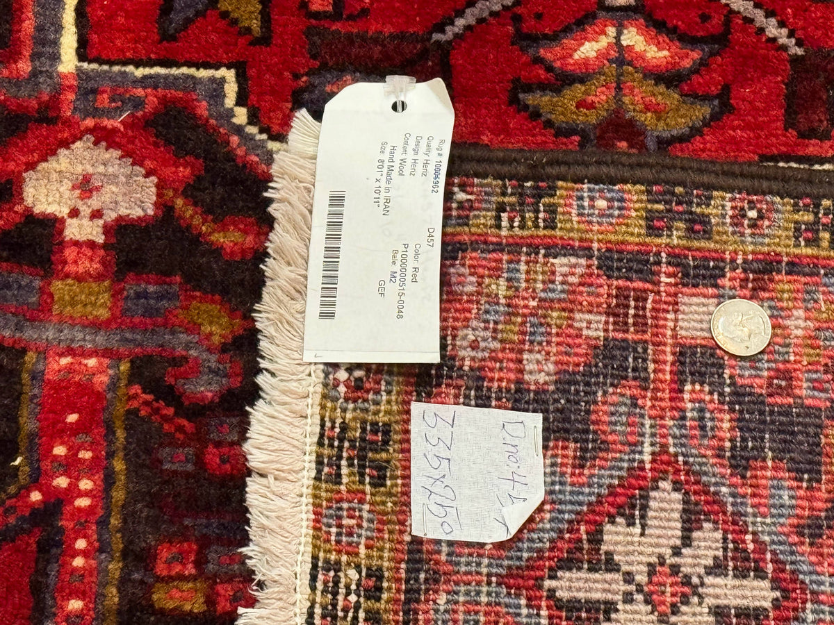 Persian Heriz Rug 8x11, Geometric Design, Red & Cream - Jewel Rugs, view 11