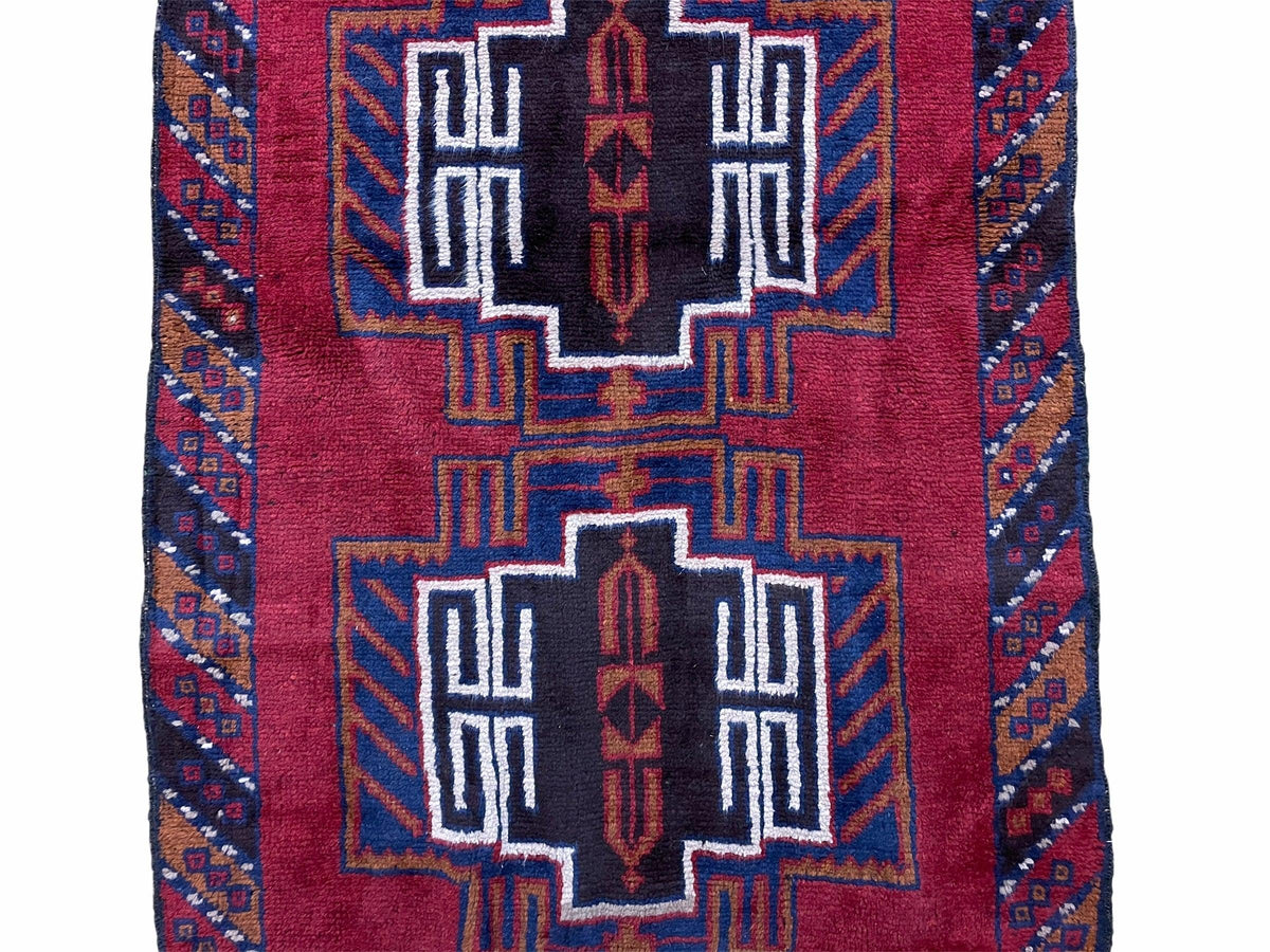 3 X 5 Vintage Handmade Tribal Wool Rug Balouchi Rug Afghan Rug Red Beige Nice - Jewel Rugs, view 5