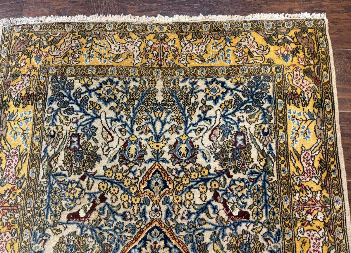 Persian Qum Tree of Life Rug 3.5 x 5.5, Animal Pictorials, Kork Wool with Silk Highlights - Jewel Rugs, view 8