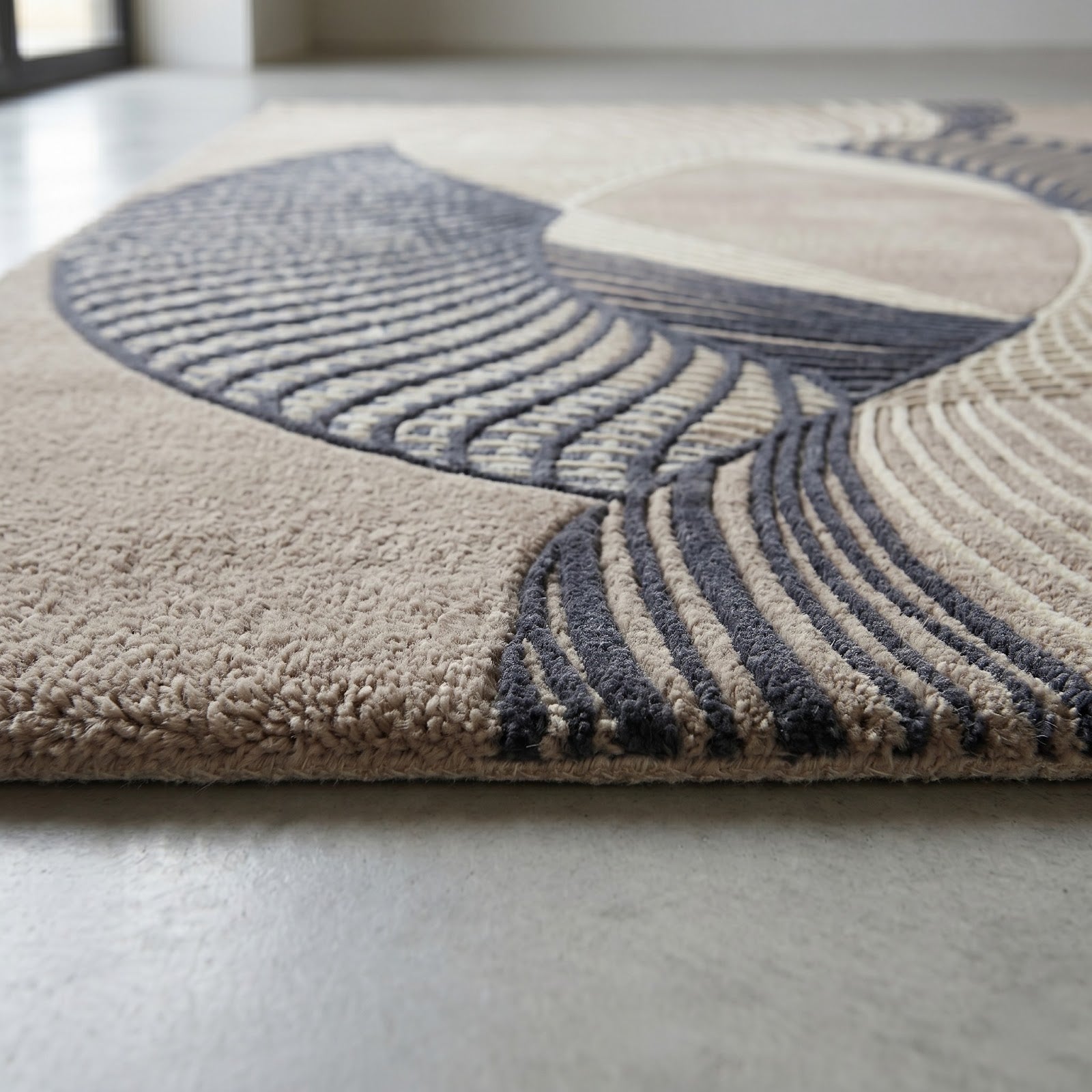 Abstract Linear Hand Tufted Wool Rug | Modern Geometric Area Rug — 2x3 ft'