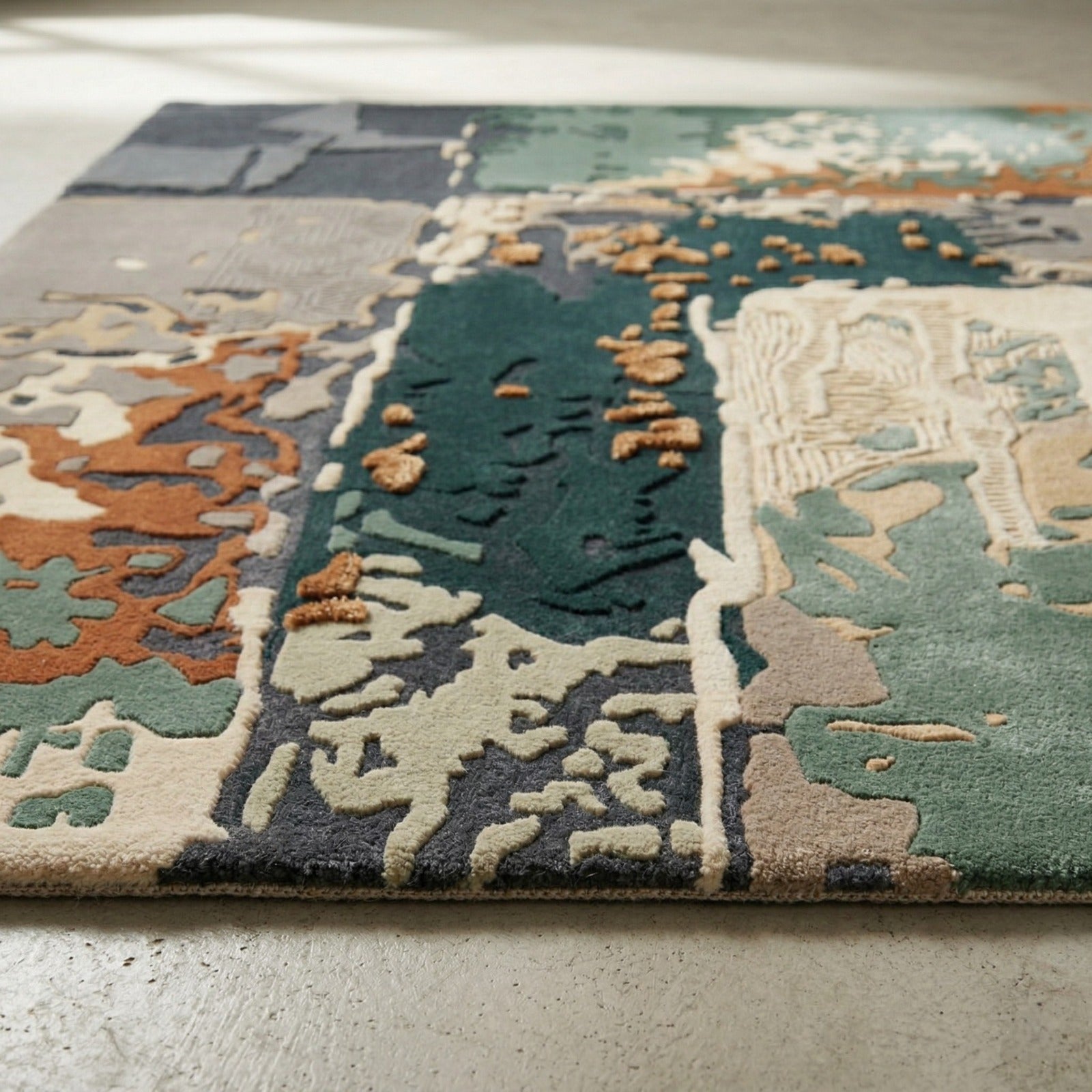 Abstract Contemporary Hand Tufted Wool Rug | Modern Artistic Area Rug — 2x3 ft'
