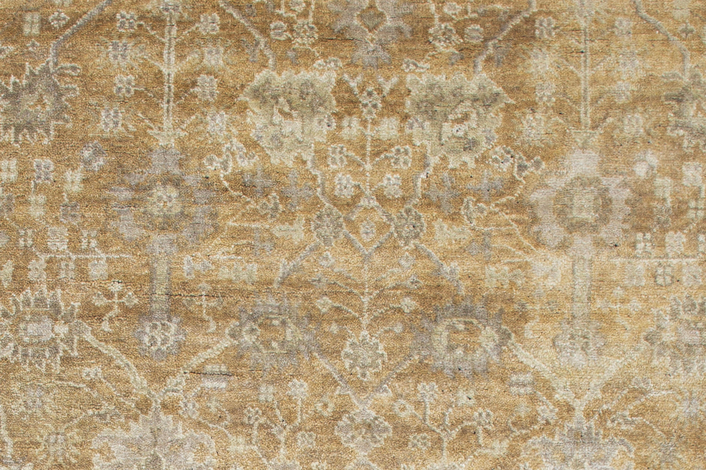 Vintage Oushak Hand Knotted New Zealand Wool Rug | Beige & Ivory Floral Area Rug — 2x3 ft'