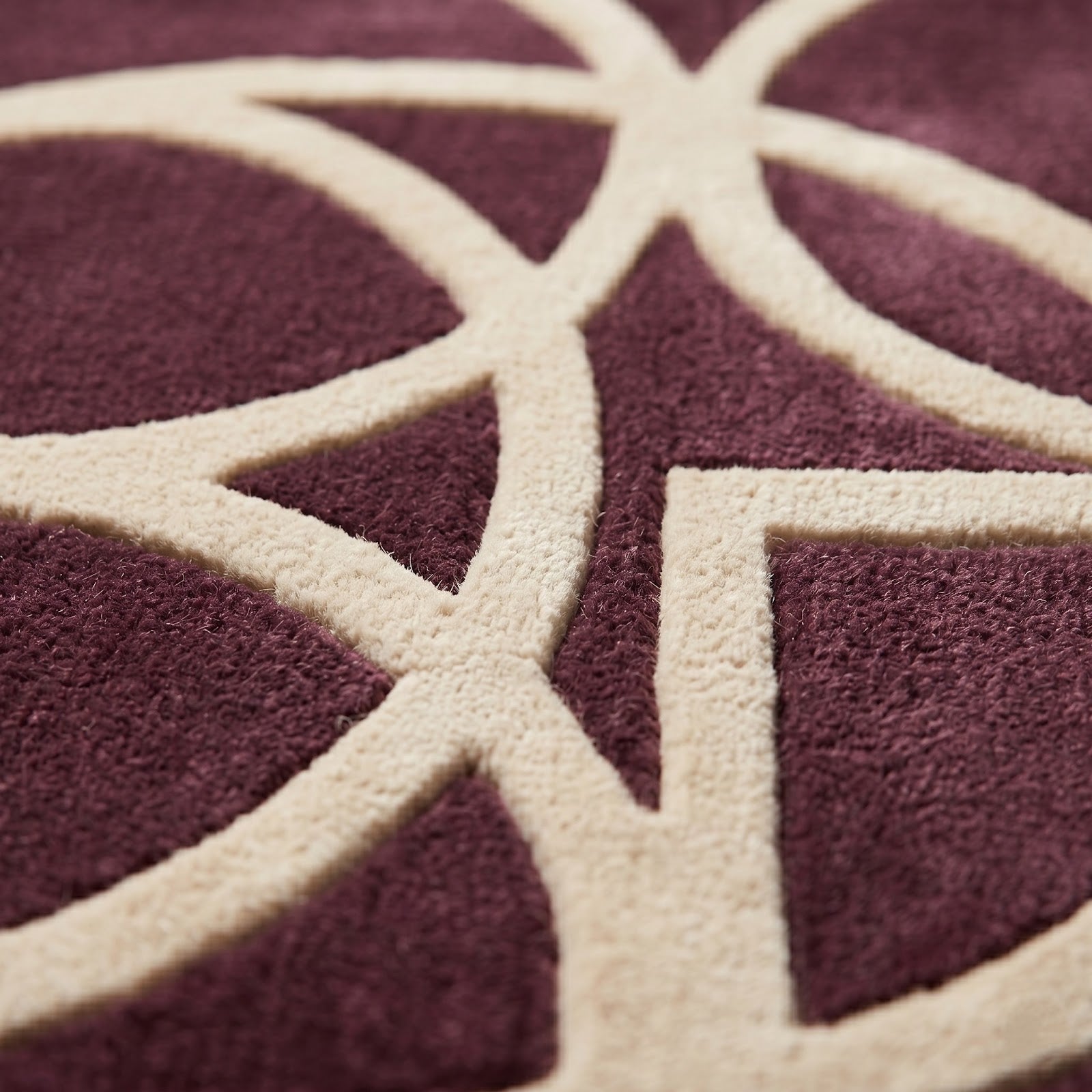 Art Deco Geometric Hand Tufted Wool Rug | Plum Purple & Ivory Contemporary Area Rug — 2x3 ft'