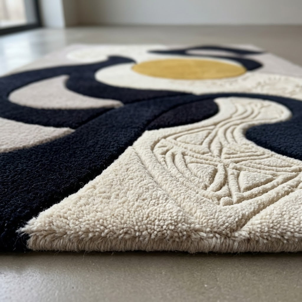 Abstract Modern Hand Tufted Wool Rug | Contemporary Art Area Rug — 2x3 ft'