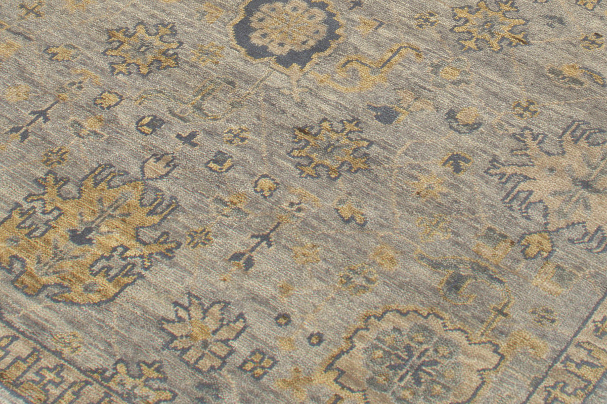 Vintage Oushak Hand Knotted New Zealand Wool Rug | Grey & Gold Traditional Turkish Area Rug — 2x3 ft'