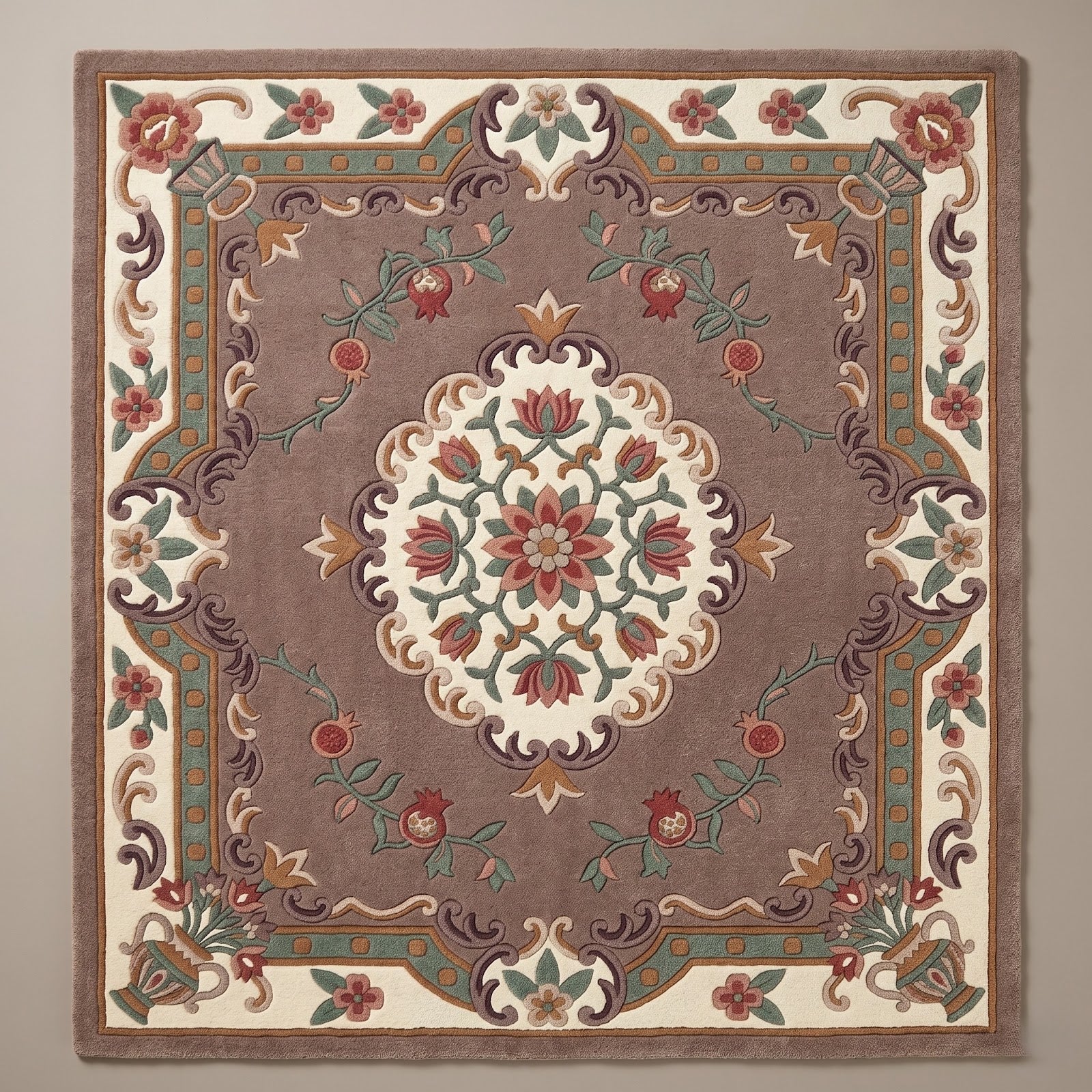 Traditional Floral Medallion Hand Tufted Wool Rug | Vintage Botanical Area Rug — 2x3 ft'