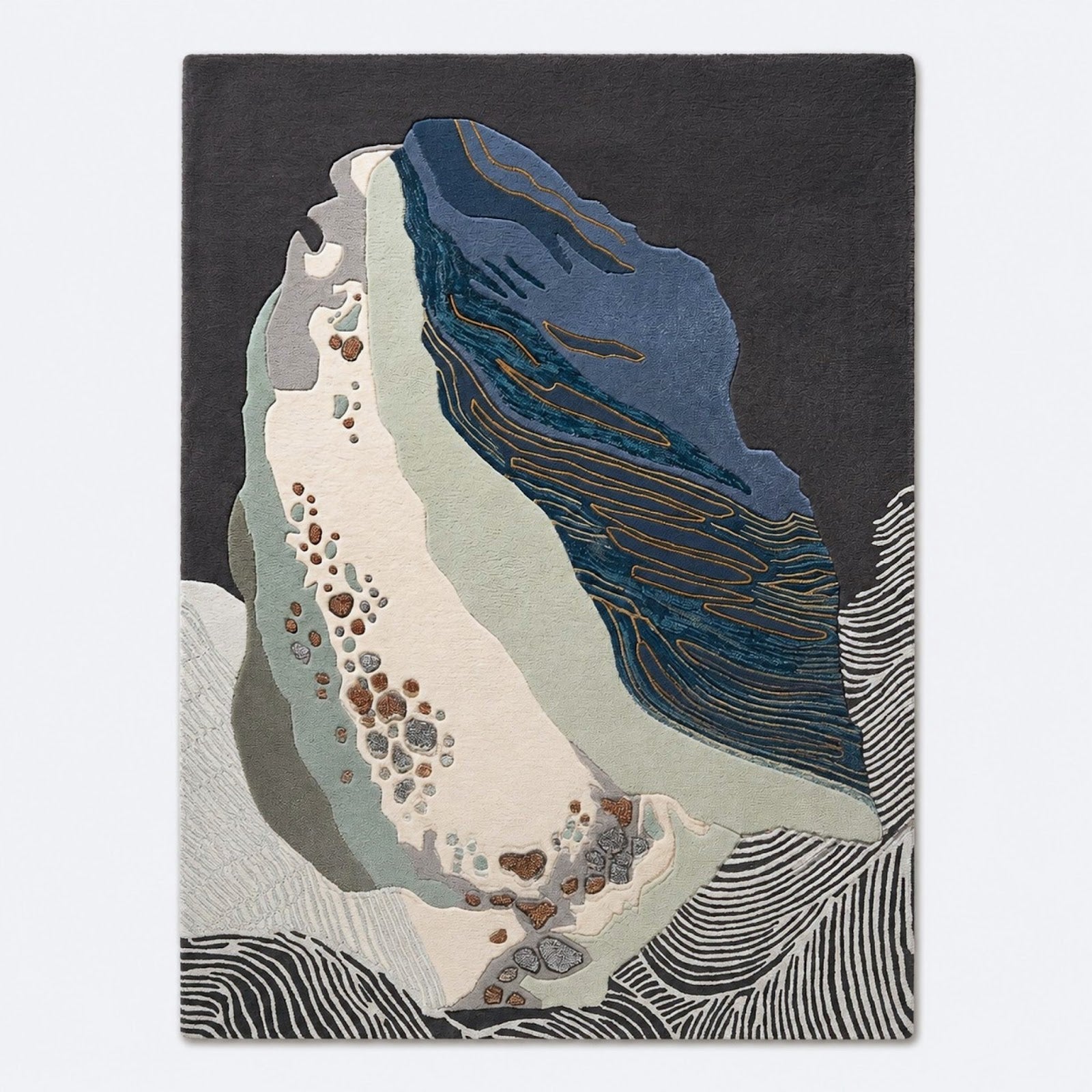 Abstract Geode Hand Tufted Wool Rug | Organic Stone Formation Area Rug — 2x3 ft'