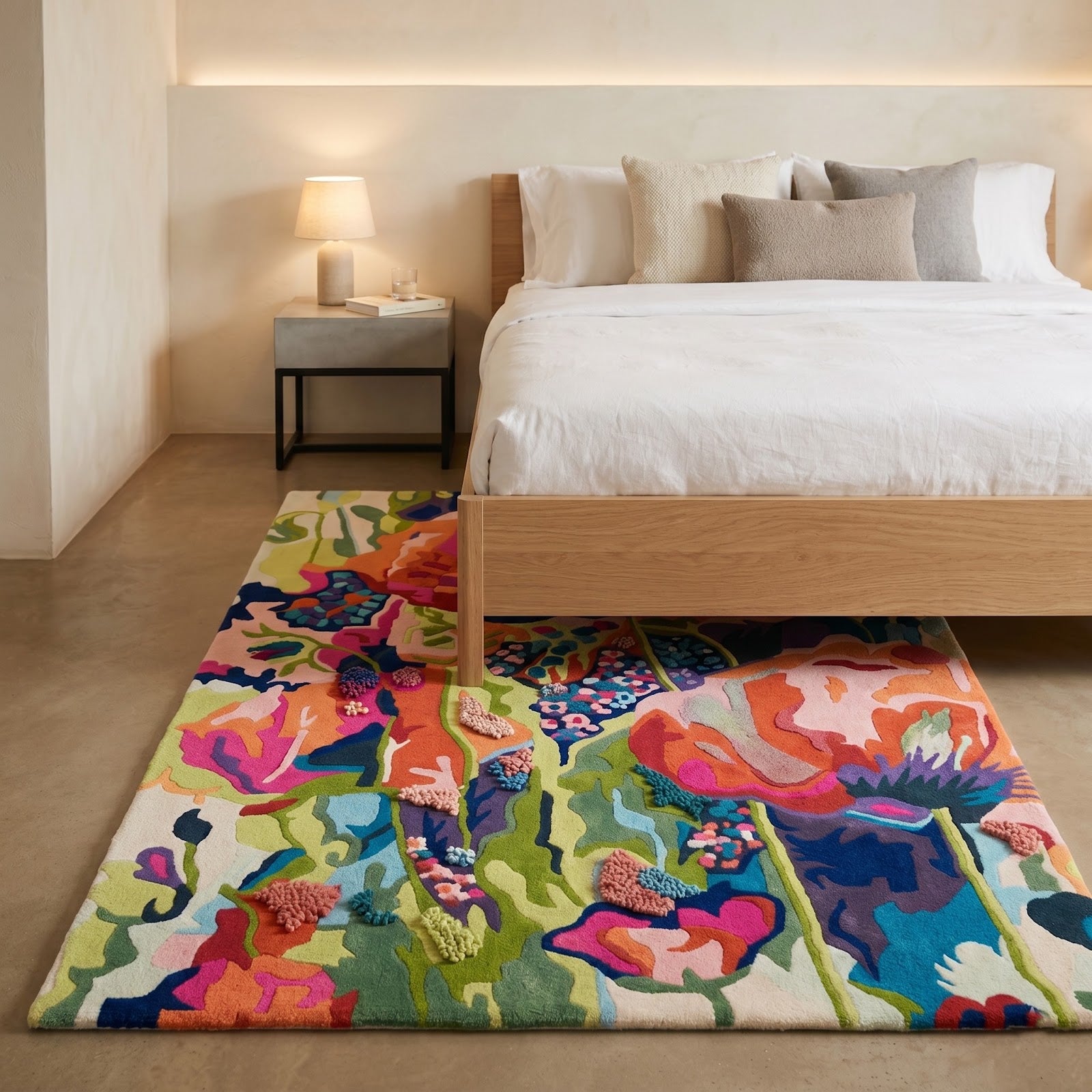 Vibrant Botanical Bloom Hand Tufted Wool Rug | Multicolor Abstract Floral Statement Area Rug — 2x3 ft'