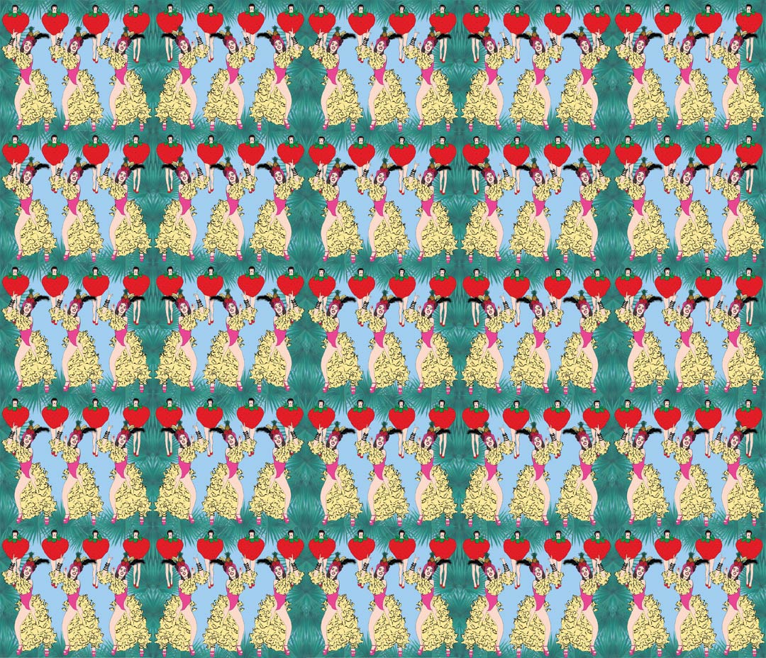 CUSTOM RETRO CARMEN MIRANDA WALLPAPER Pink/Blue by Art Decor Designs image 1