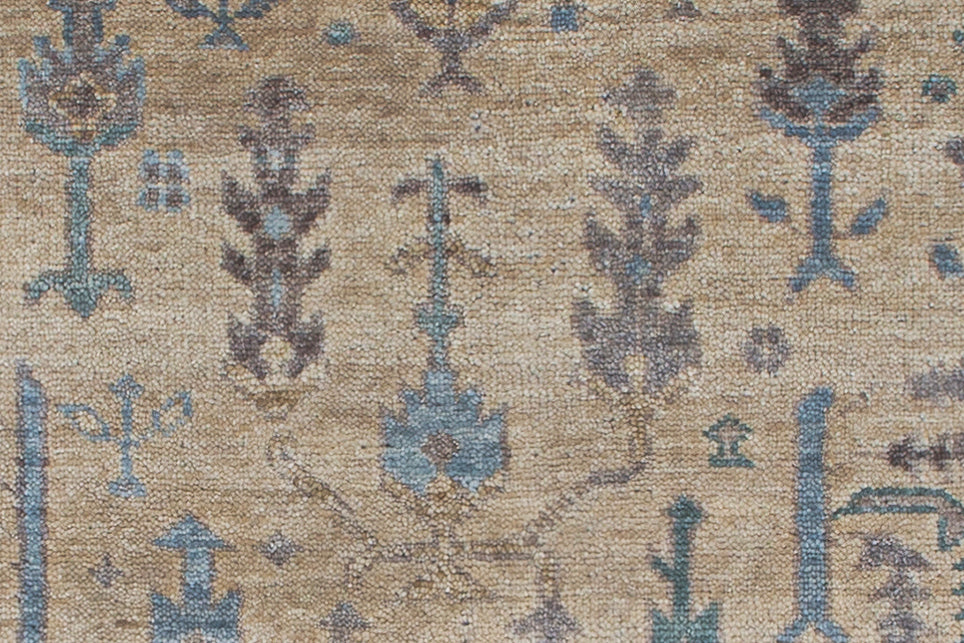 Traditional Oushak Hand Knotted New Zealand Wool Rug | Blue & Beige Vintage Floral Area Rug — 2x3 ft'