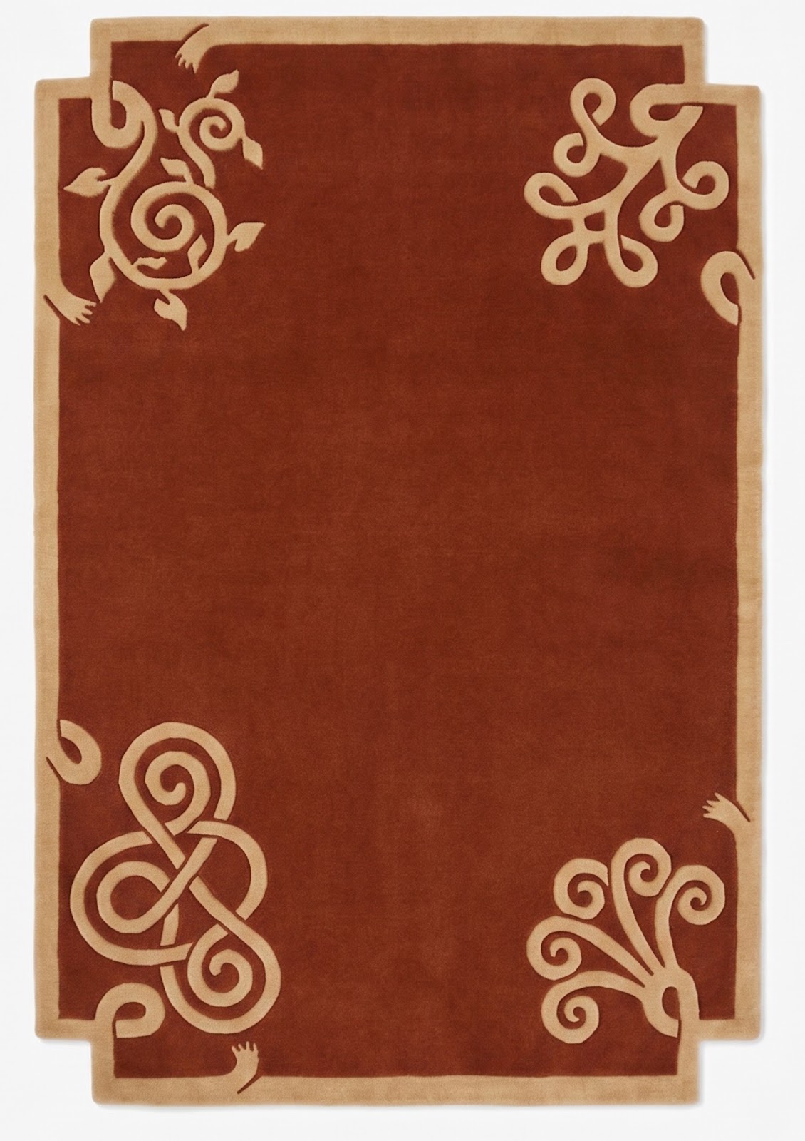 Terracotta Celtic Knot Hand Tufted Wool Rug | Irish Inspired Ornamental Area Rug — 2x3 ft'