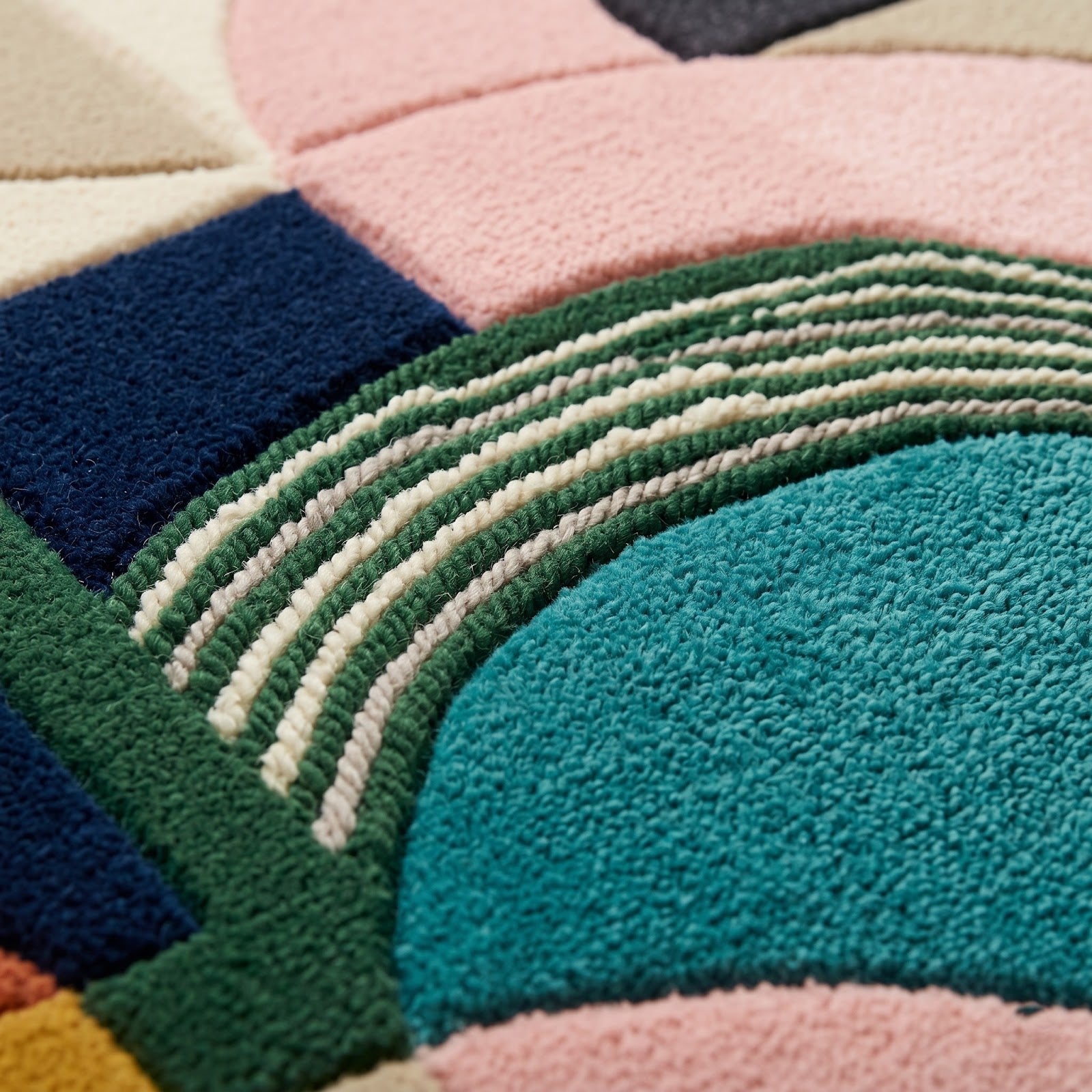 Modern Art Deco Hand Tufted Wool Rug | Geometric Arch Pattern Area Rug — 2x3 ft'