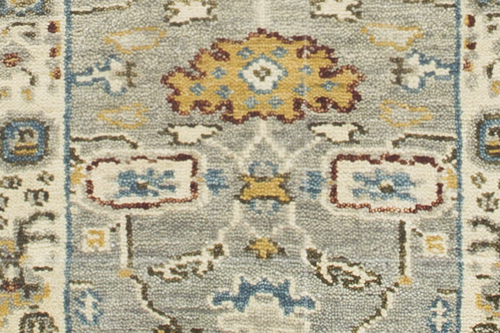 Vintage Oushak Hand Knotted New Zealand Wool Rug | Silver Grey & Ivory Floral Area Rug — 2x3 ft'