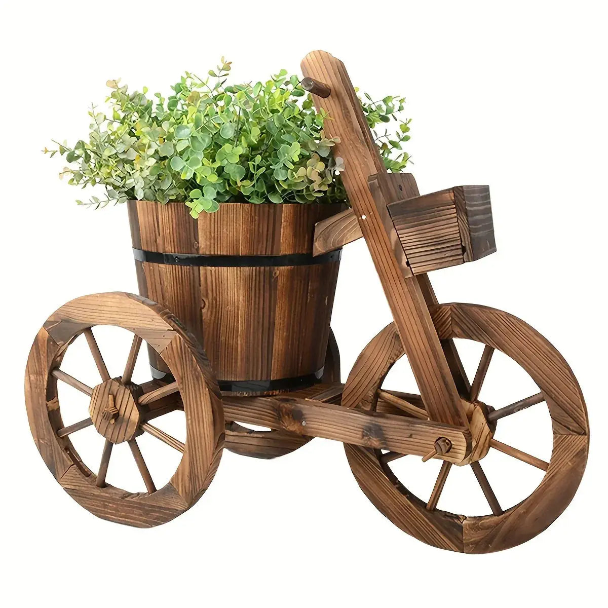 1pc Garden Retro Style Wooden Tricycle Flowerpot Solid Wood Outdoor Garden Plant Planting Flowerpot Home Courtyard Garden Indoor And Outdoor Multi-functional Decoration Suitable For Living Room, Garden, Shopping Mall, Coffee