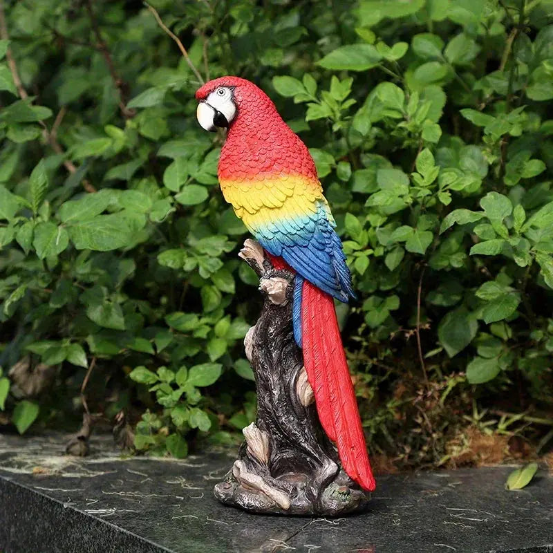 1pc Vibrant Resin Parrot Garden Statue, Colorful Bird Sculpture, Lifelike Flying Parrot Figurine, Vivid Red Parrot Statue, No Electricity Needed, Holiday Christmas Decoration, Indoor Use, Nordic Style Home and TV Cabinet Deco