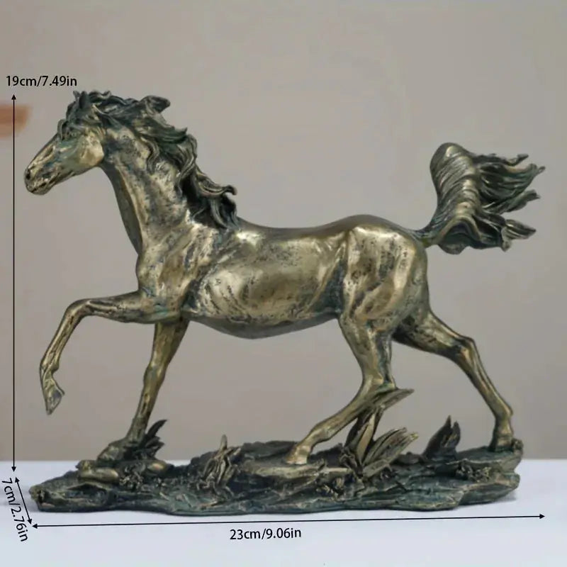 1pc Vintage Bronze Horse Statue - Resin, Ideal for Bedroom, Living Room, Office Entrance Decor - No Electricity Needed, Perfect Holiday Gift for All Occasions, Horse Decor