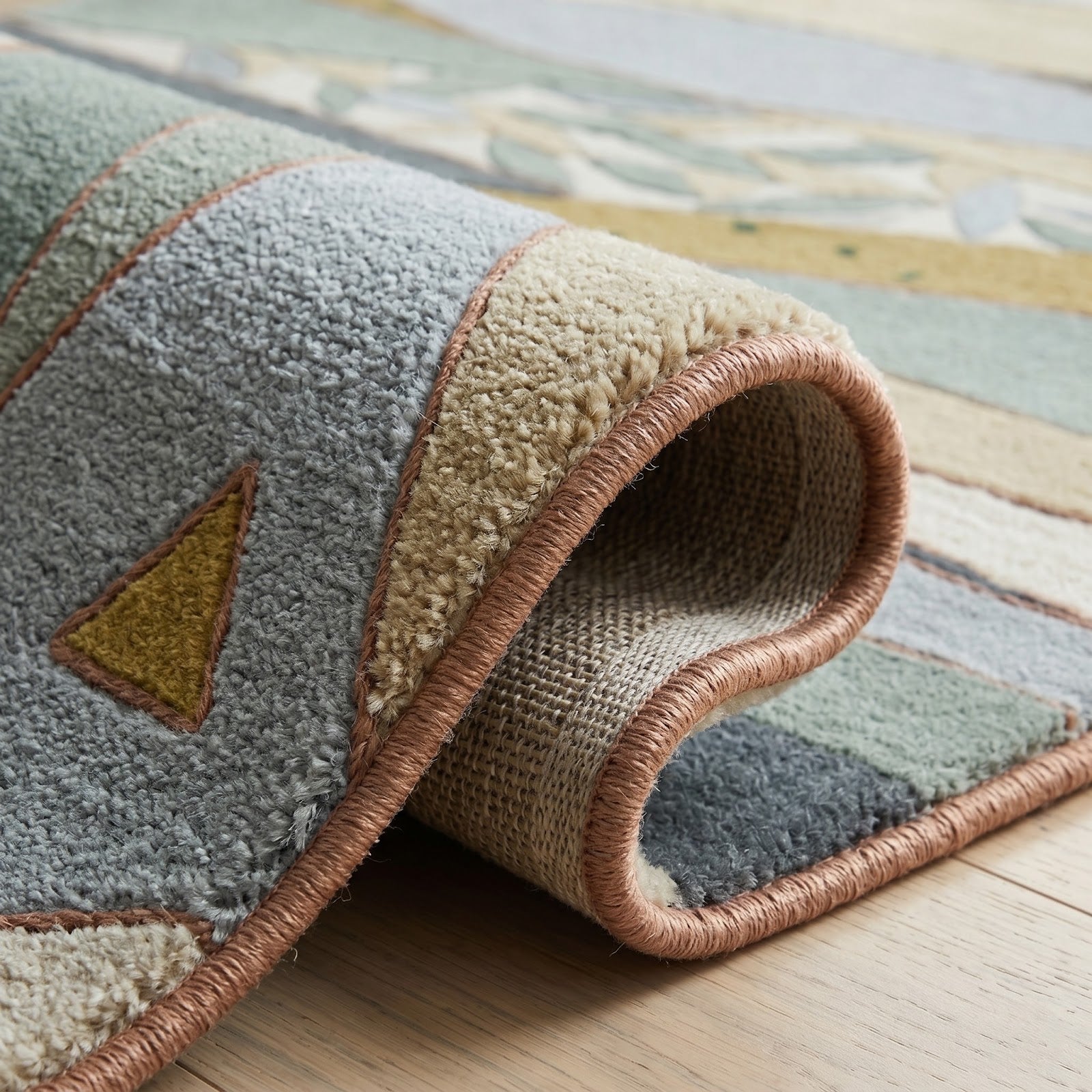 Modern Geometric Hand Tufted Wool Rug | Sage Green & Grey Abstract Contemporary Area Rug — 2x3 ft'