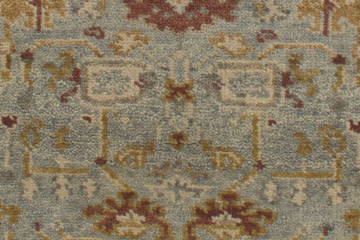 Vintage Oushak Hand Knotted New Zealand Wool Rug | Sky Blue & Ivory Floral Area Rug — 2x3 ft'