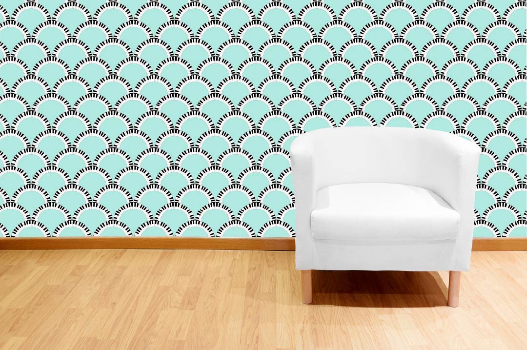 CUSTOM ART DECO JAZZ AGE PIANO KEYS WALLPAPER Green by Art Decor Designs image 0