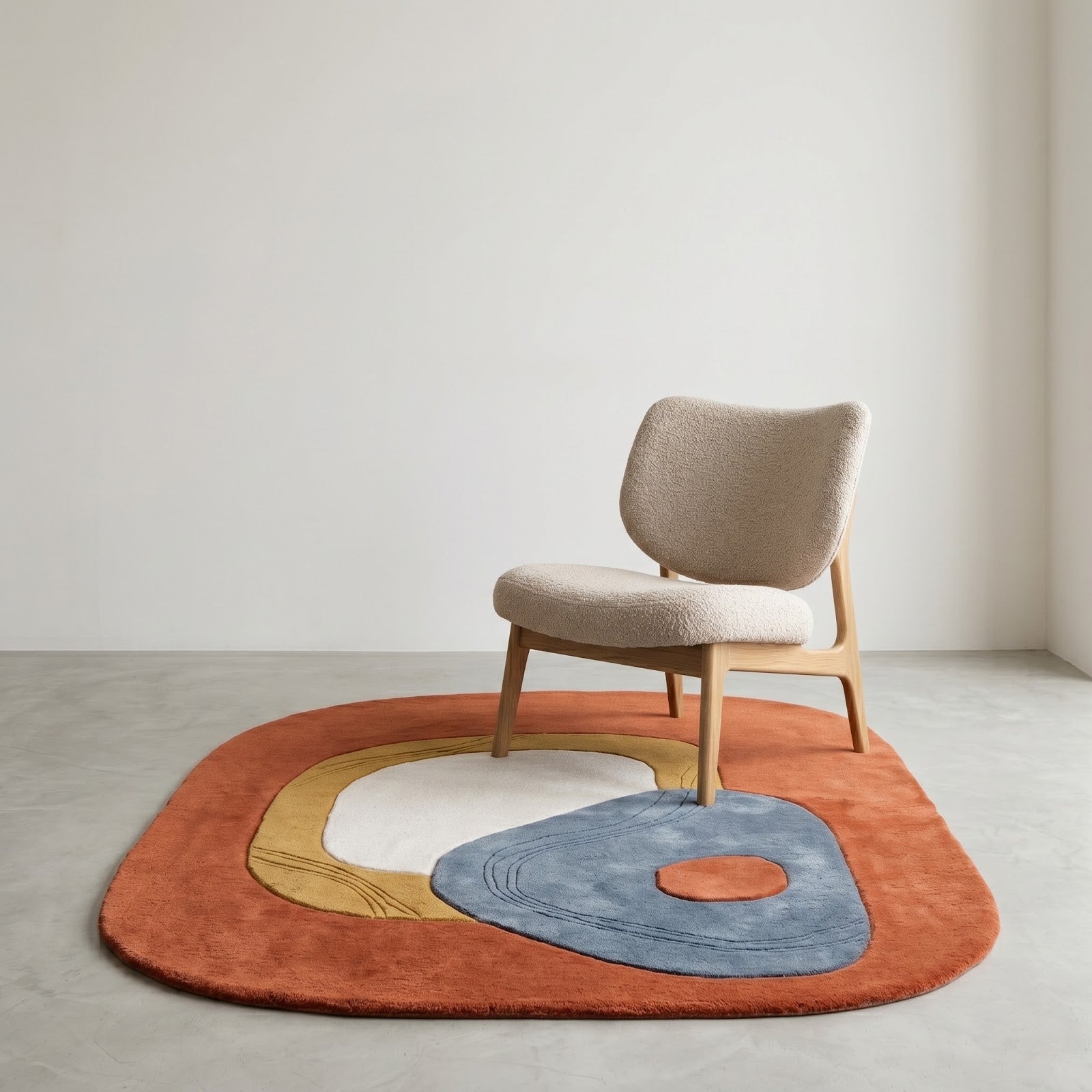 Abstract Terracotta Hand Tufted Wool Rug | Irregular Modern Area Rug — 2x3 ft'