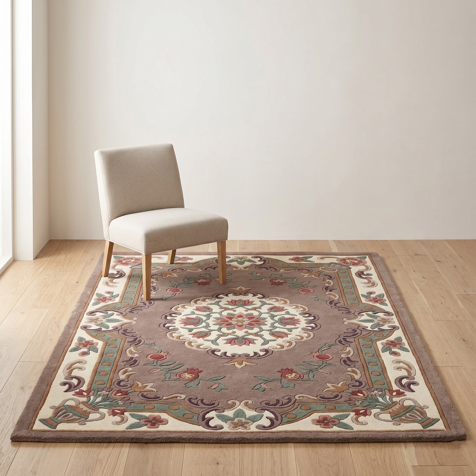 Traditional Floral Medallion Hand Tufted Wool Rug | Vintage Botanical Area Rug — 2x3 ft'