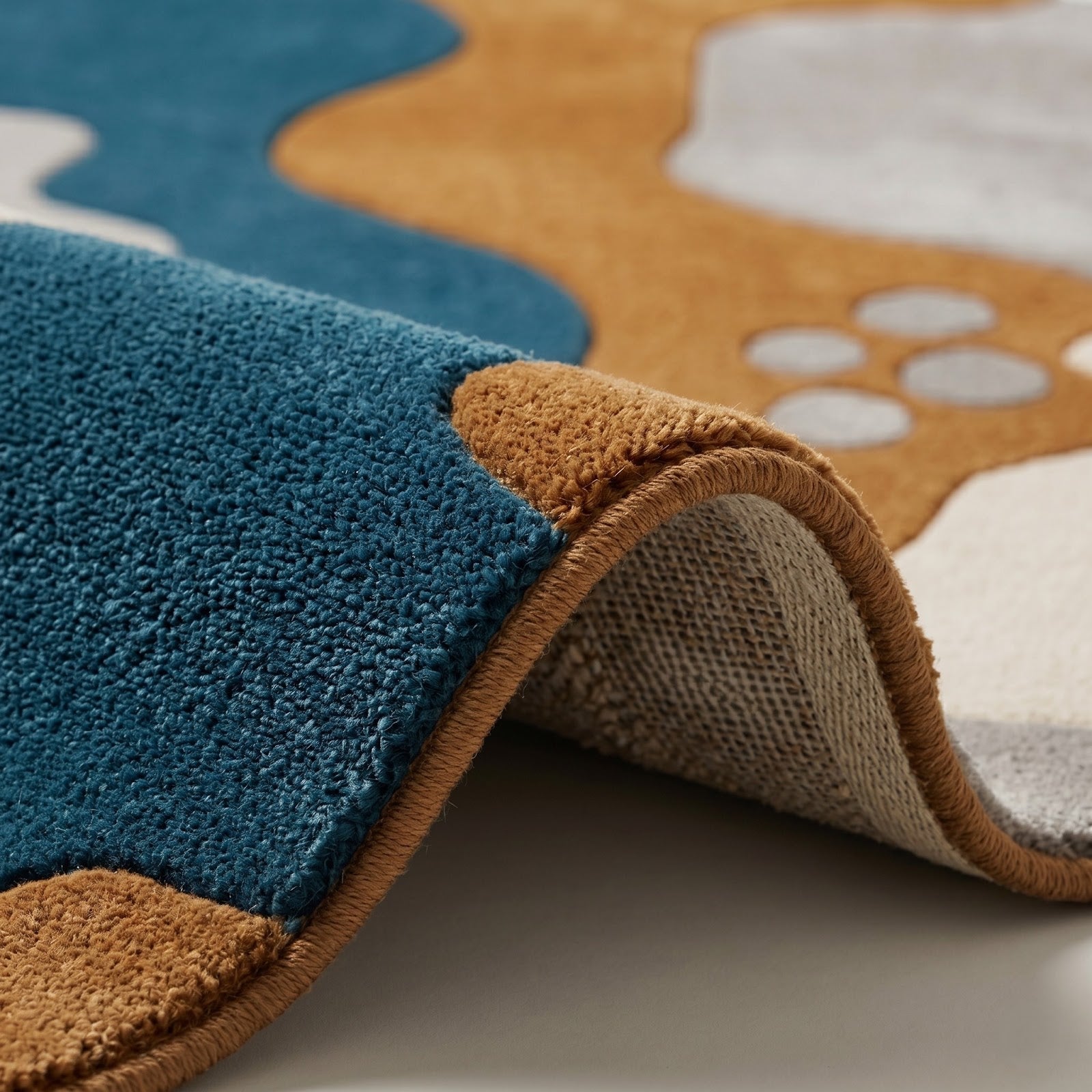 Abstract Organic Hand Tufted Wool Rug | Irregular Shape Modern Area Rug — 2x3 ft'