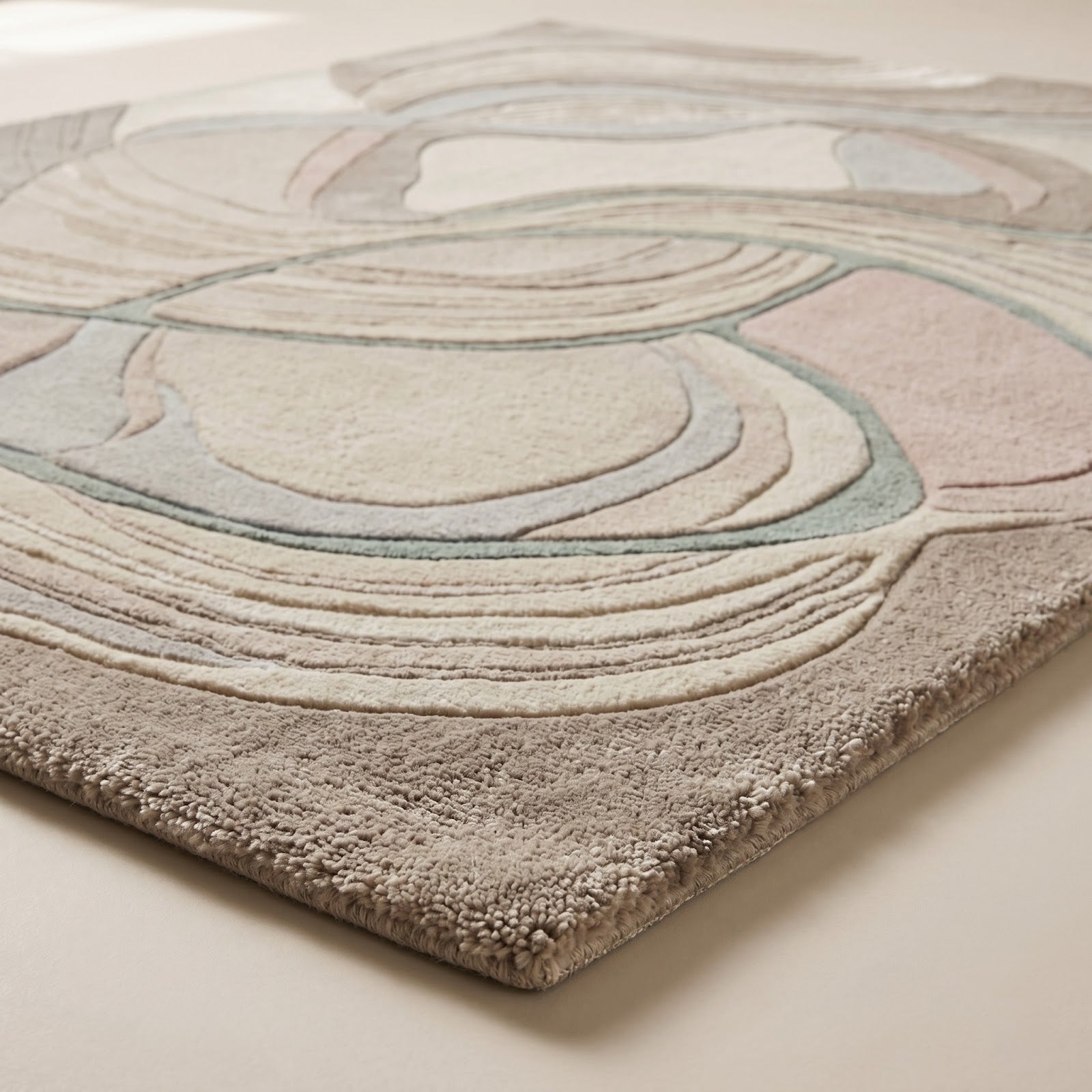 Modern Organic Abstract Hand Tufted Wool Rug | Neutral Flowing Line Art Area Rug — 2x3 ft'
