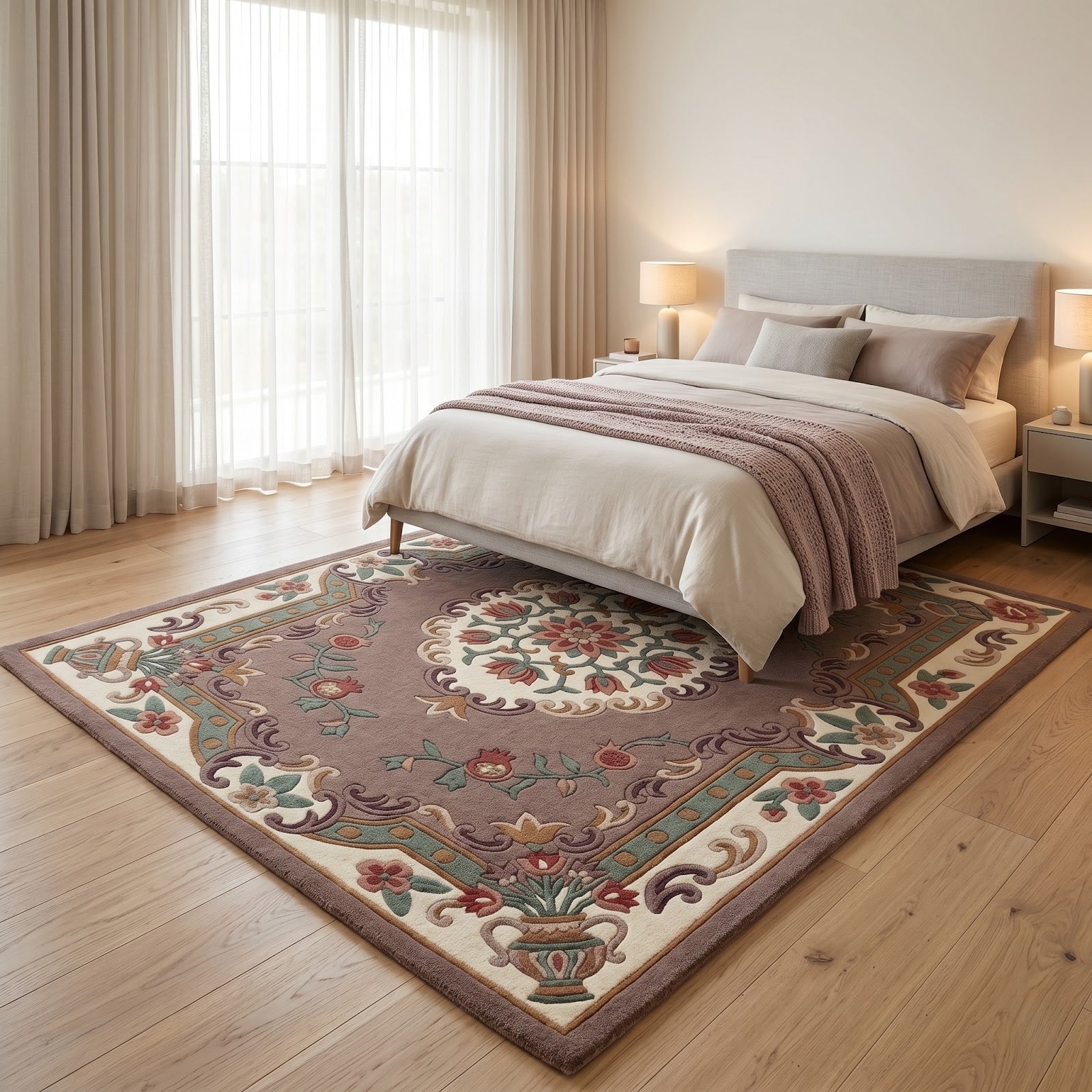 Traditional Floral Medallion Hand Tufted Wool Rug | Vintage Botanical Area Rug — 2x3 ft'